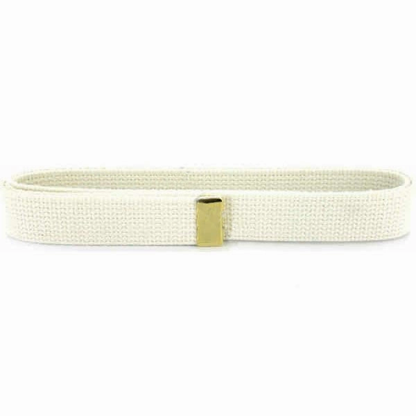 Navy Belt: White Cotton with 24K Gold Tip - female