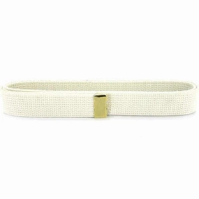 Navy Belt: White Cotton with 24K Gold Tip - female