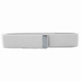 Navy Belt: White Cotton with Silver Mirror Tip - female