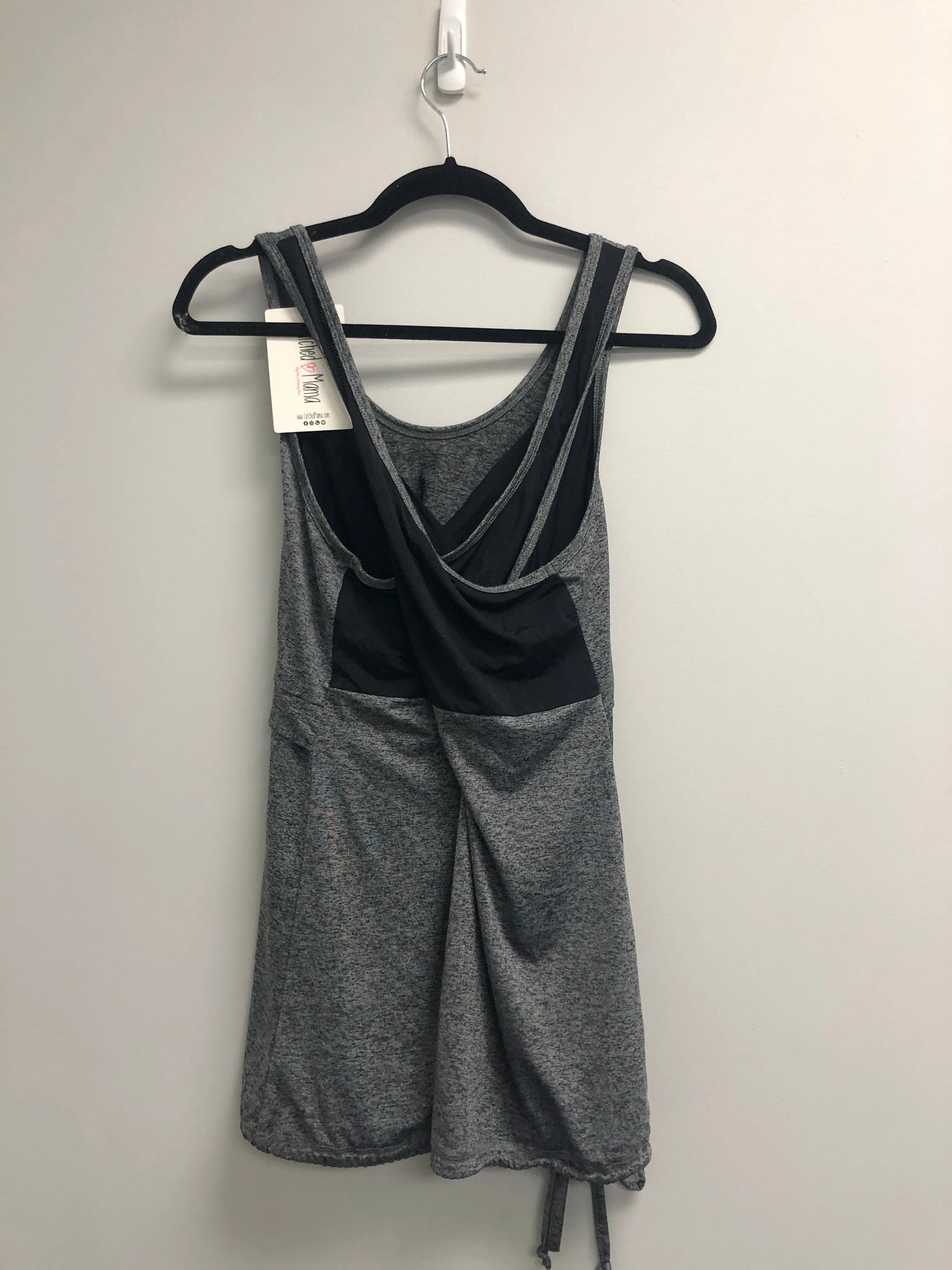 Outlet 6936 - Latched Mama Racerback Performance Nursing Tank - Charcoal/Black - Large