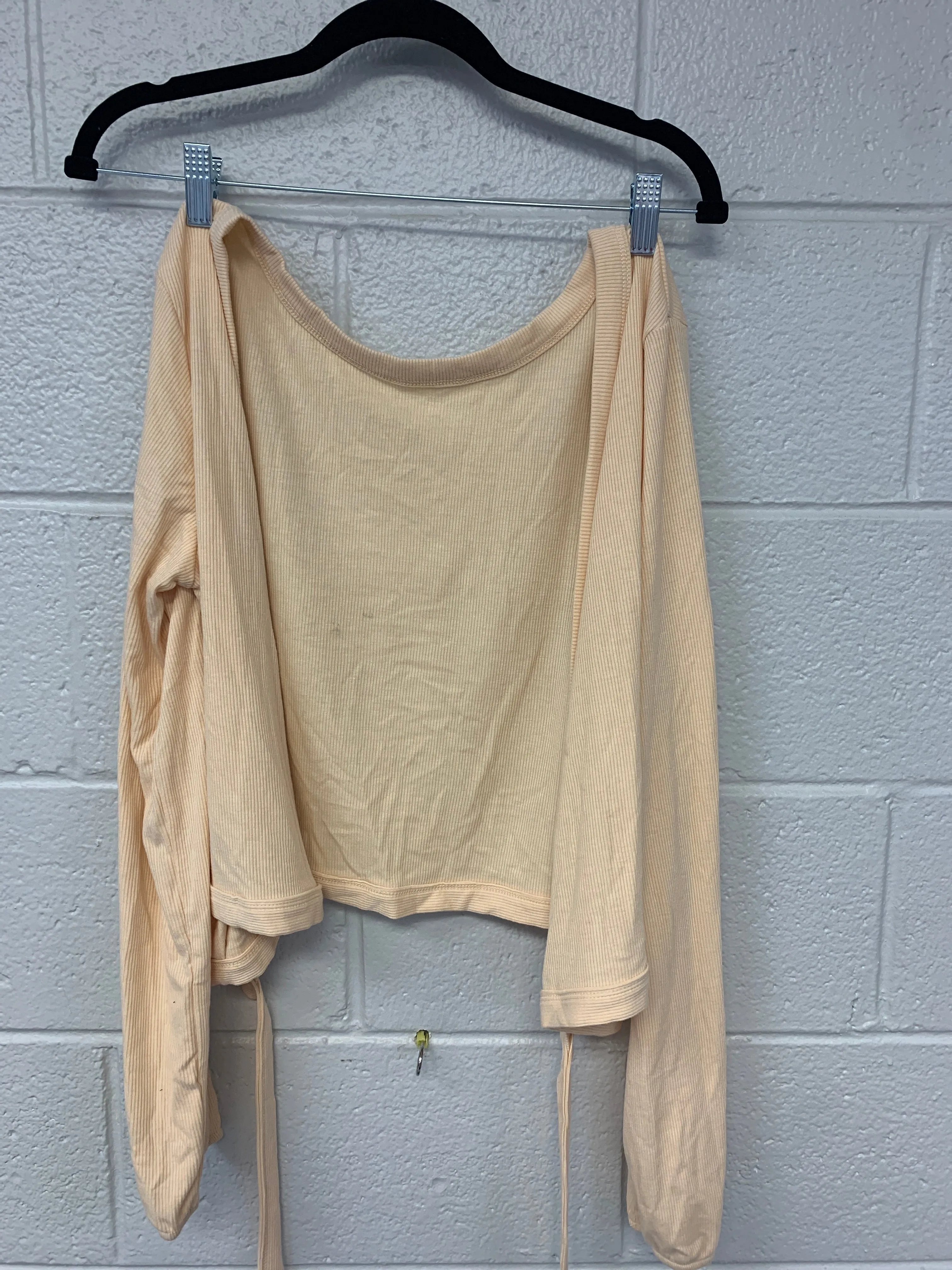 Outlet 7180 - Latched Mama Ribbed Long Sleeve Nursing Wrap Top - Cream - Extra Large