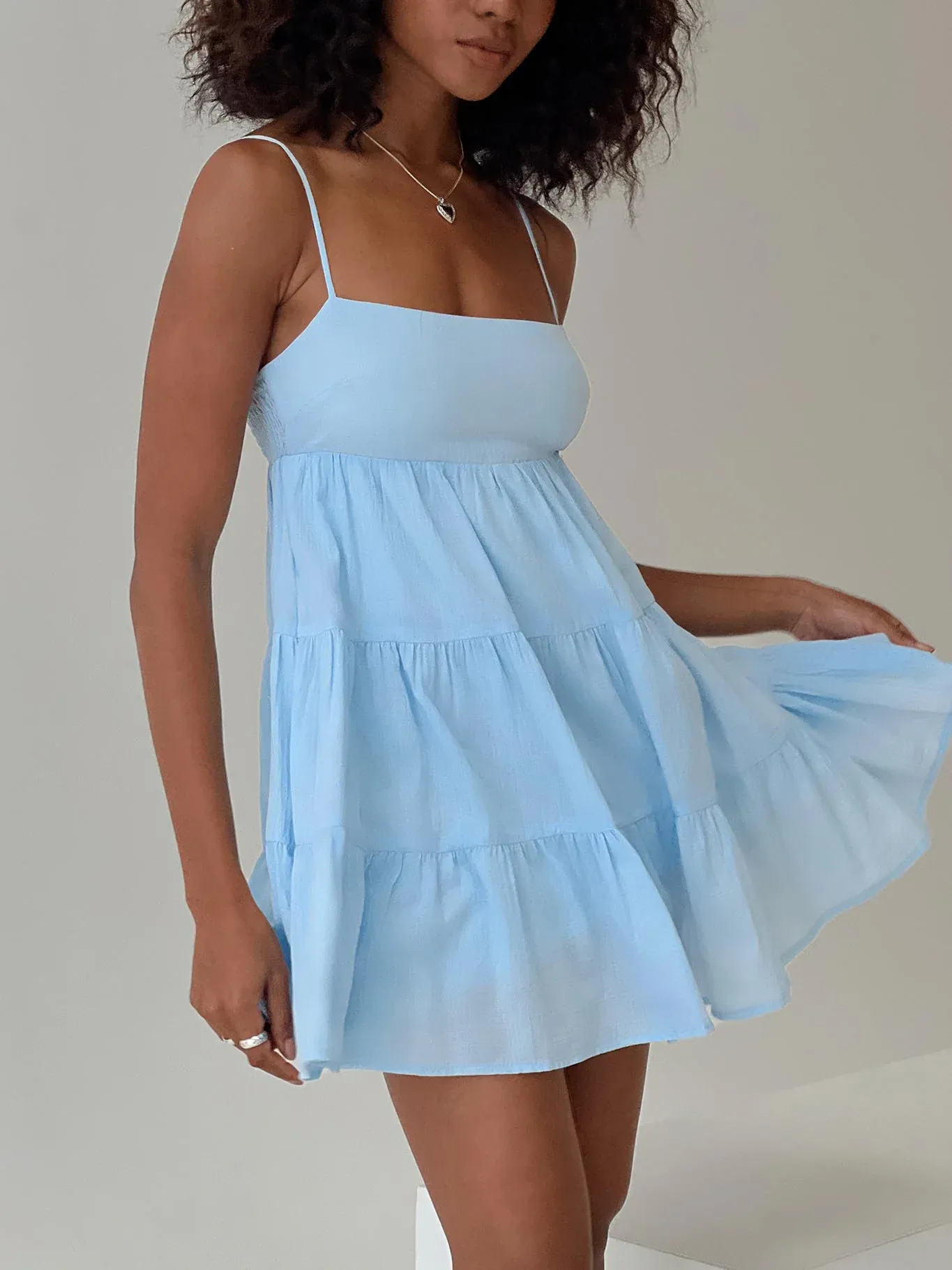 Palatial Mini Dress Light Blue