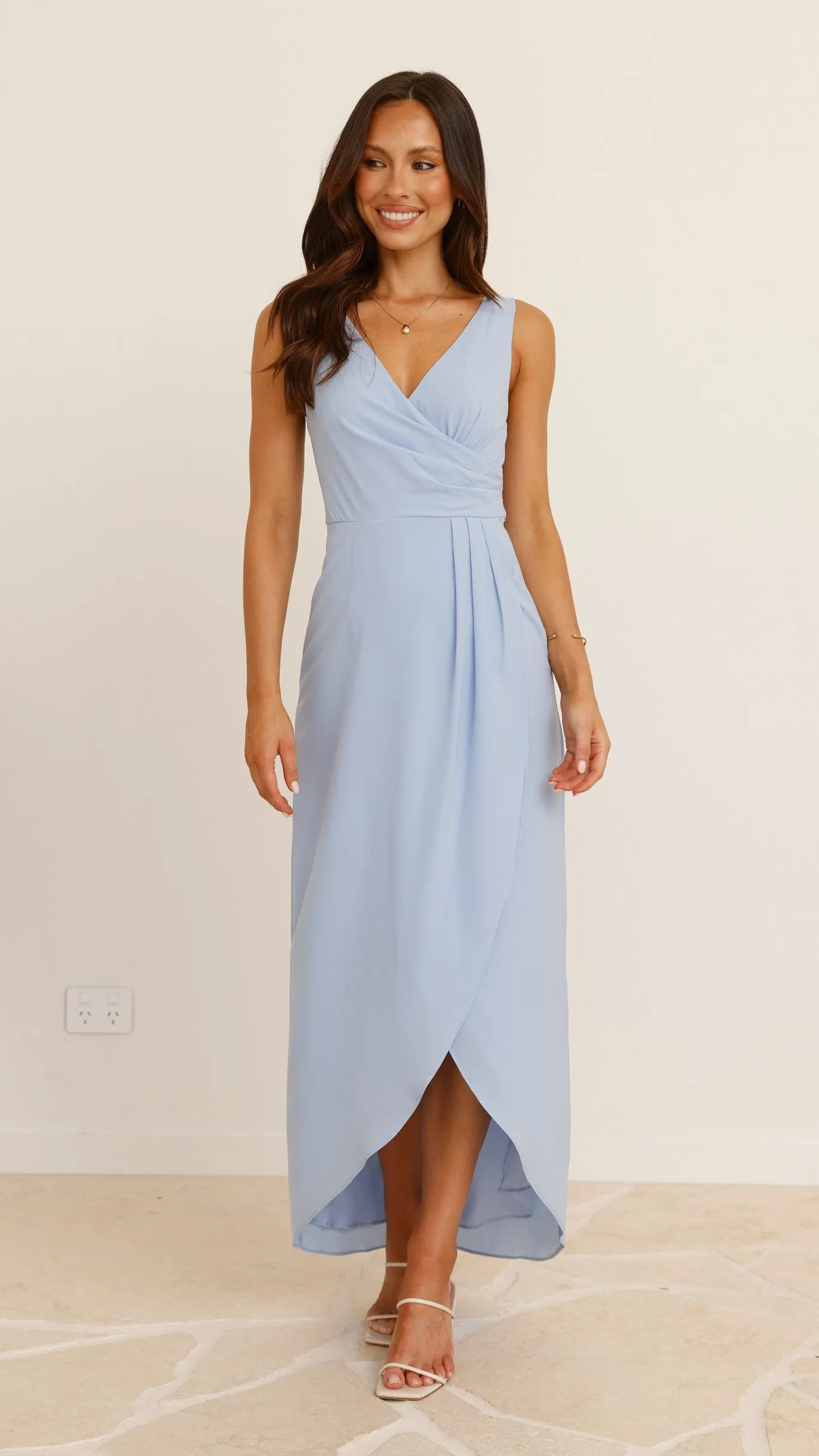 Pamela V Neck Maxi Dress - Blue
