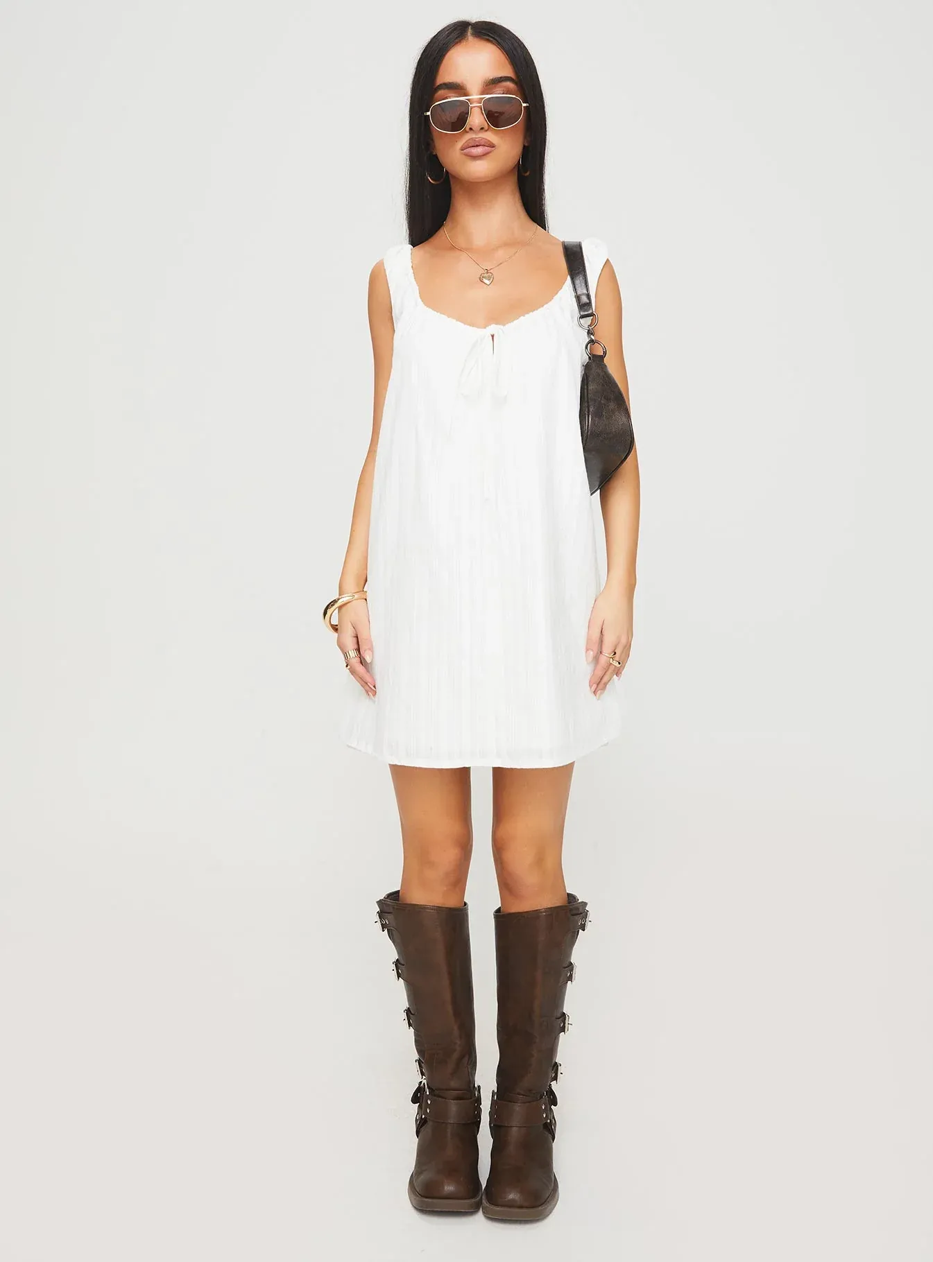 Papaya Mini Dress White