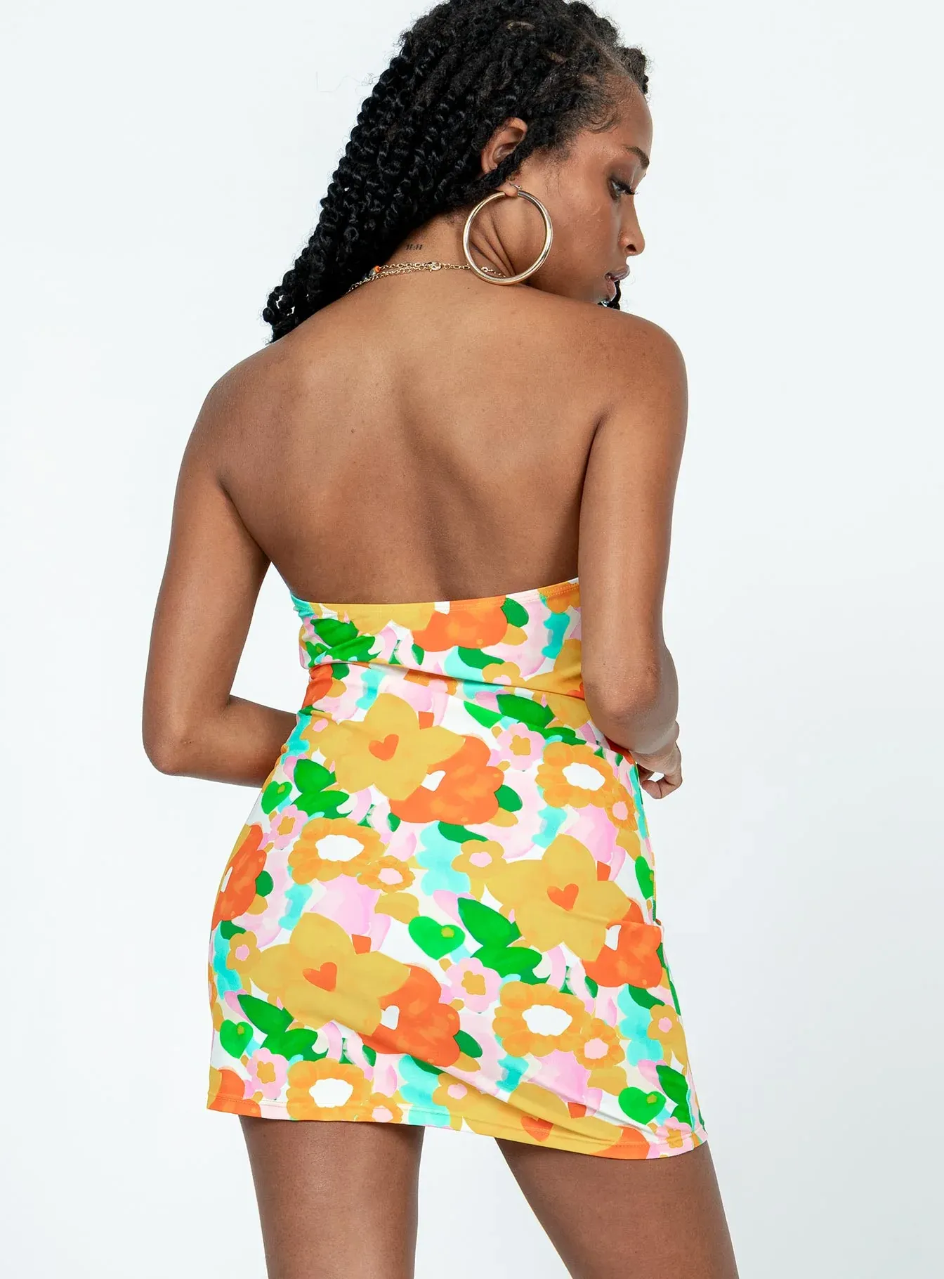 Paradise City Mini Dress Yellow Floral