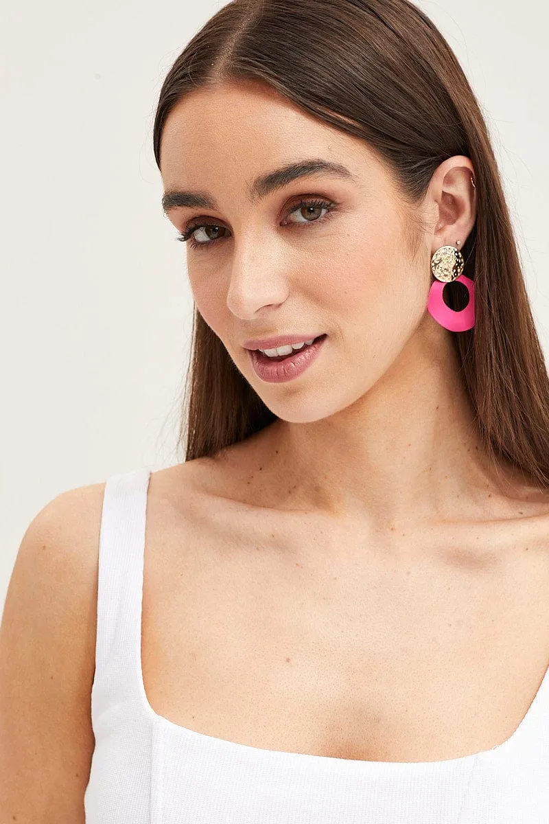 Pink Geometric Earrings