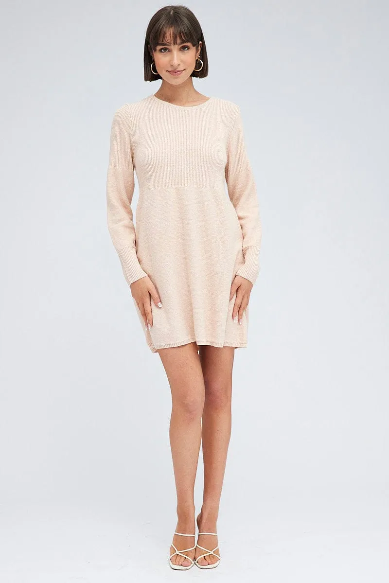Pink Knit Dress Long Sleeve