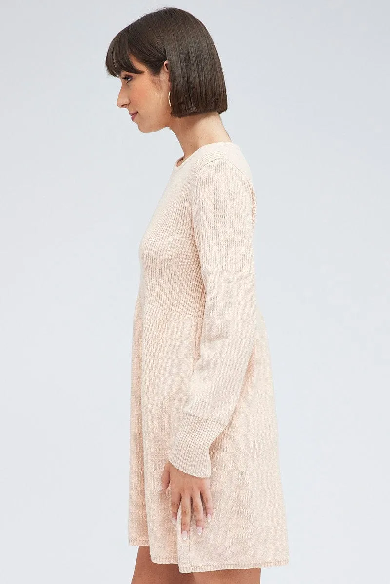 Pink Knit Dress Long Sleeve