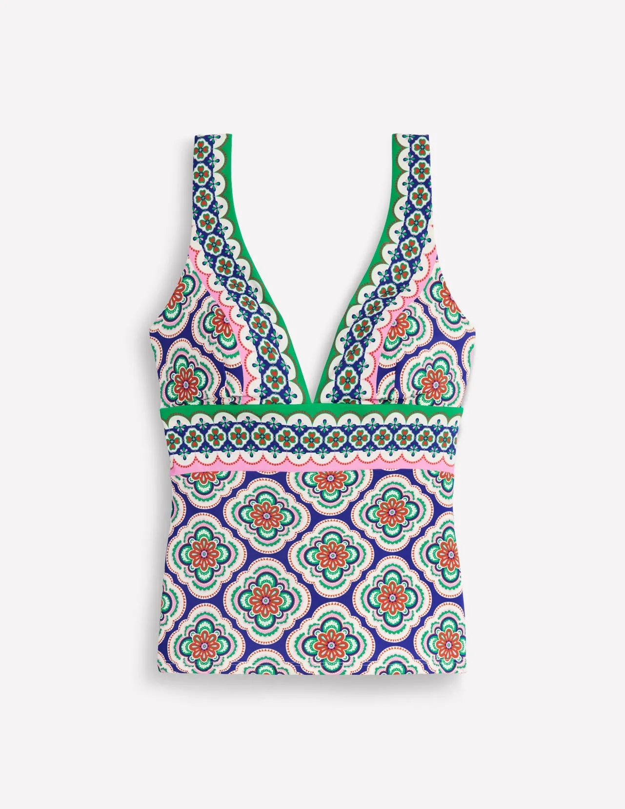 Porto Tankini Top-Bright Blue. Botanic Blush