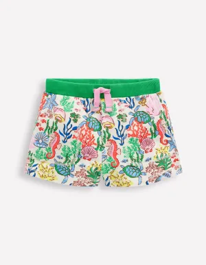 Printed Jersey Shorts-Multi Coral Cove