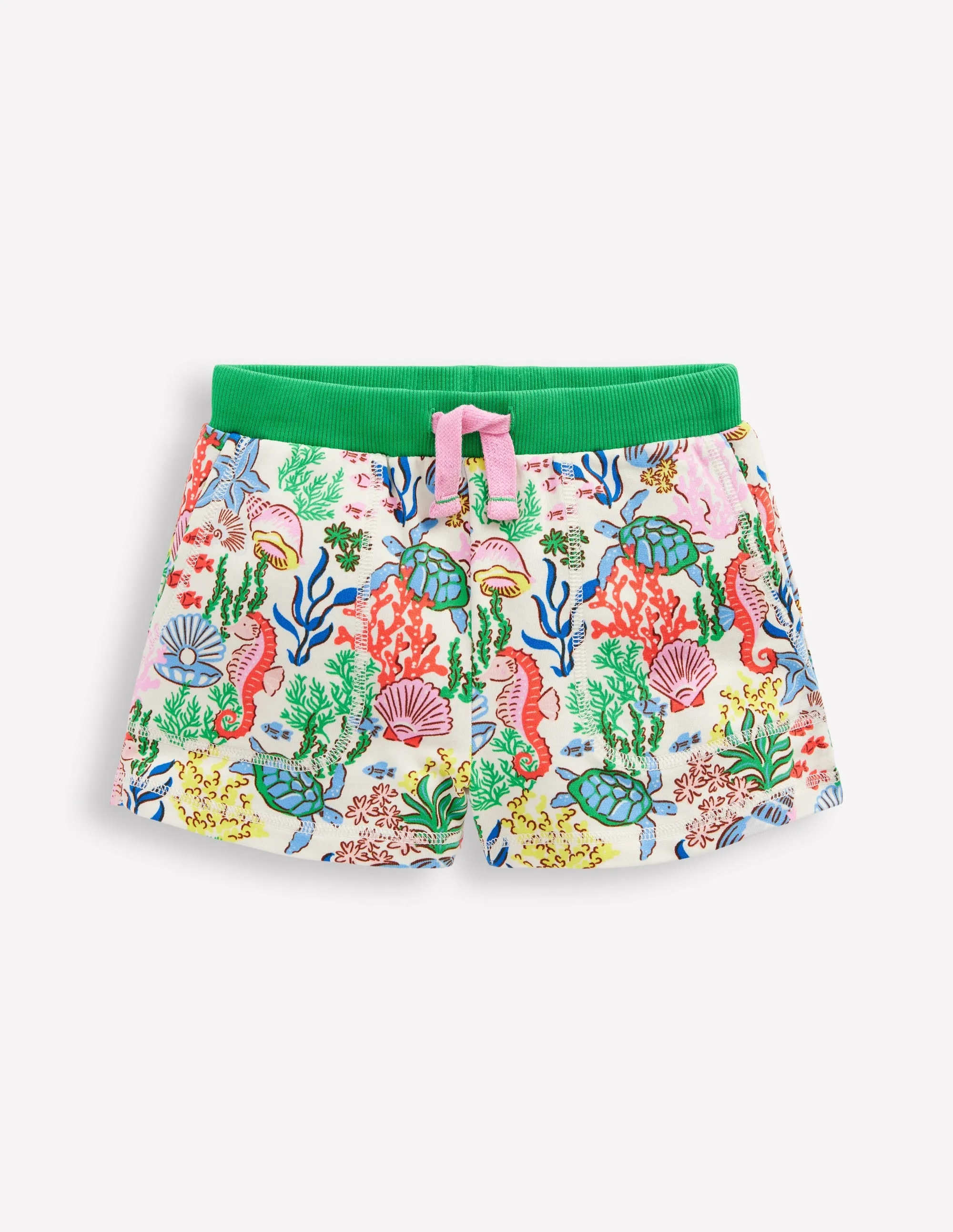 Printed Jersey Shorts-Multi Coral Cove