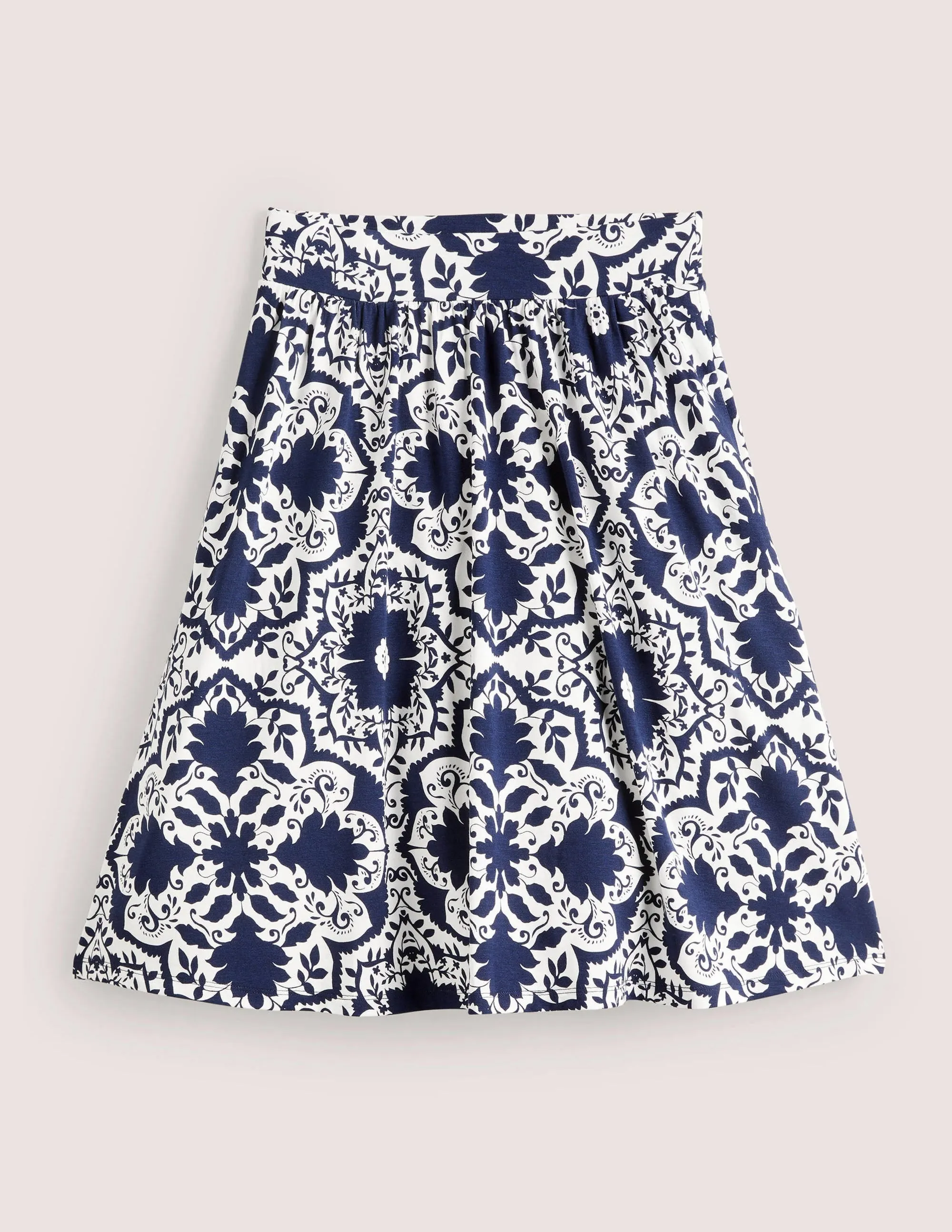 Pull On Jersey Mini Skirt-French Navy. Bloomsbury Mono