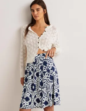 Pull On Jersey Mini Skirt-French Navy. Bloomsbury Mono