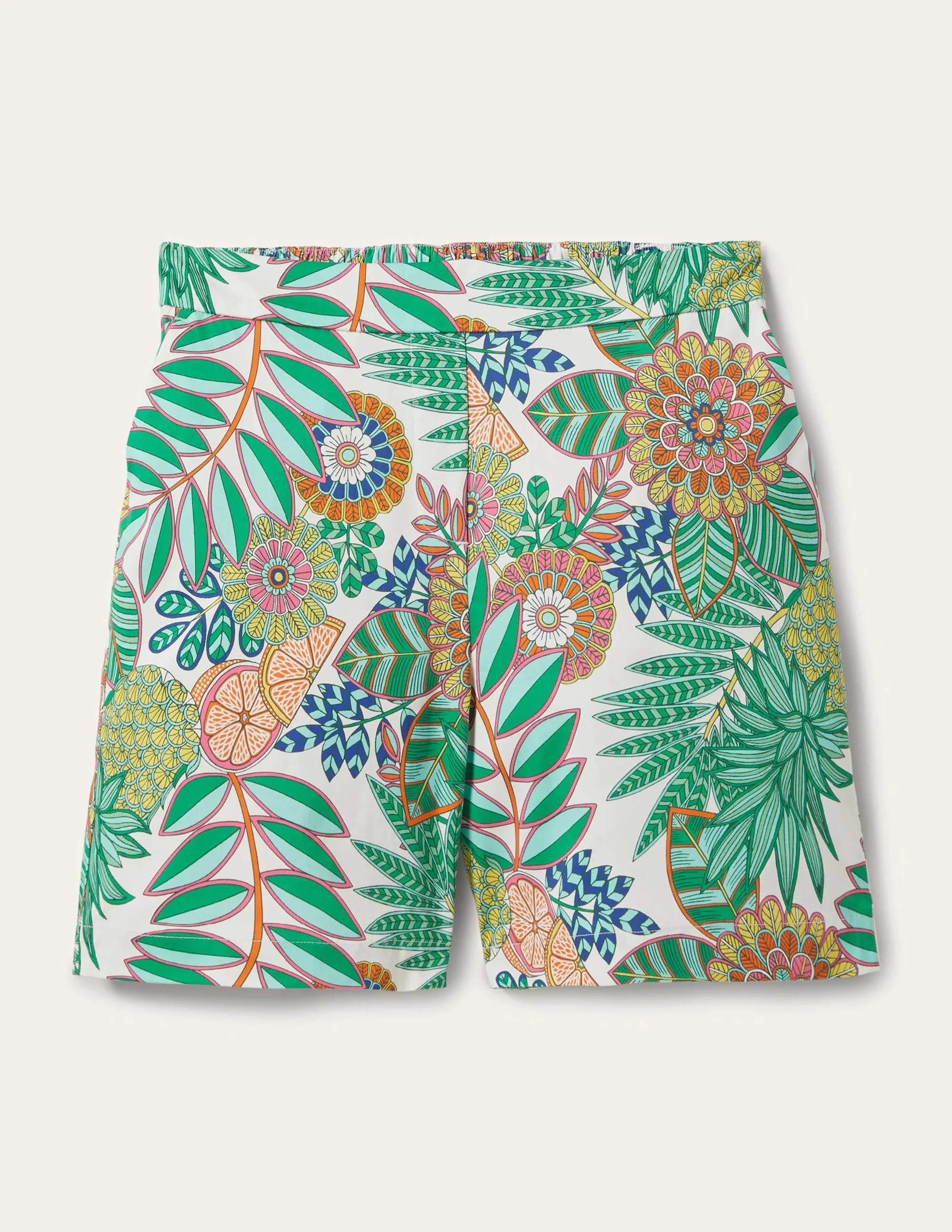 Pull On Shorts-Ivory. Pineapple Bloom