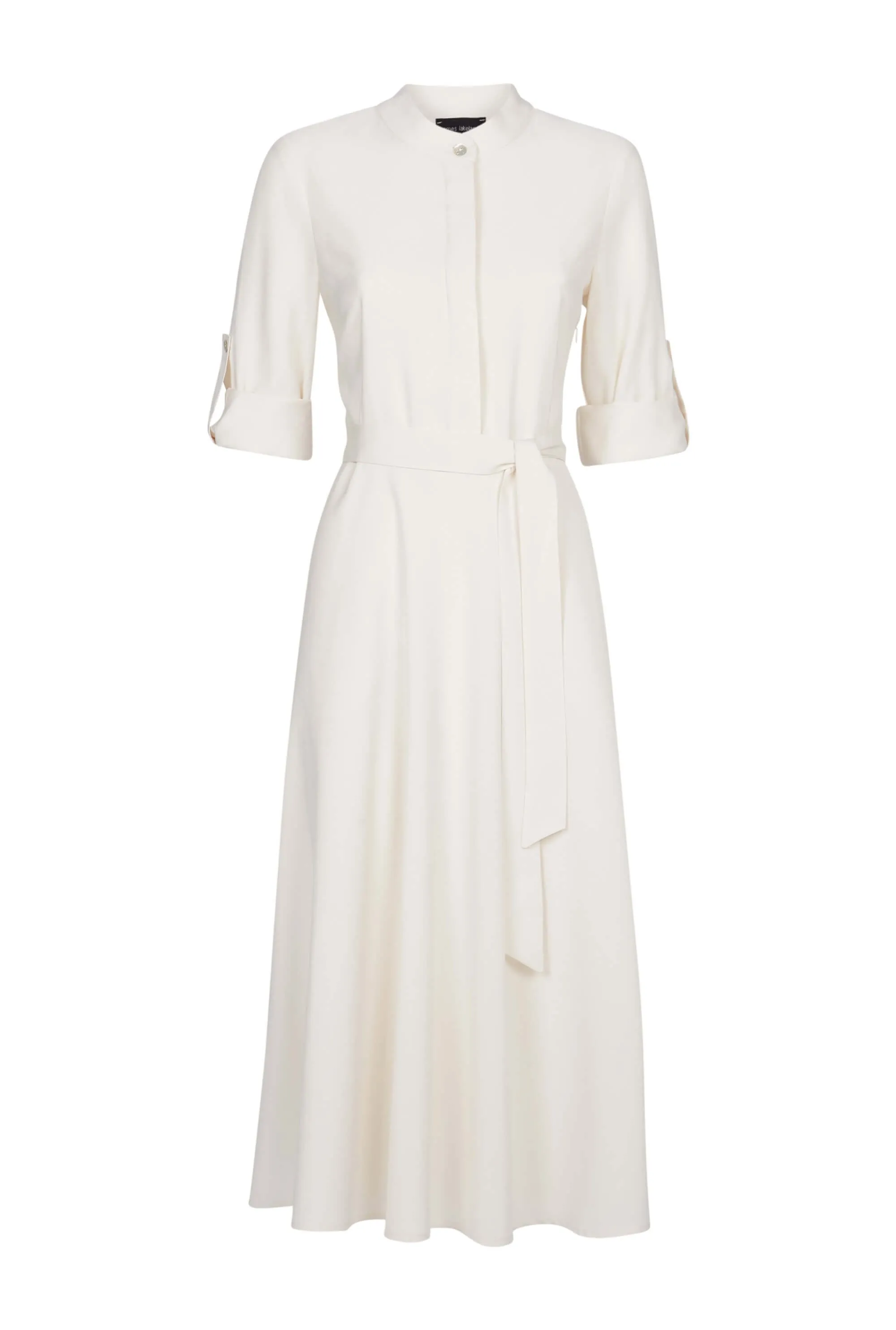 Roll Sleeve Midi Dress Cream