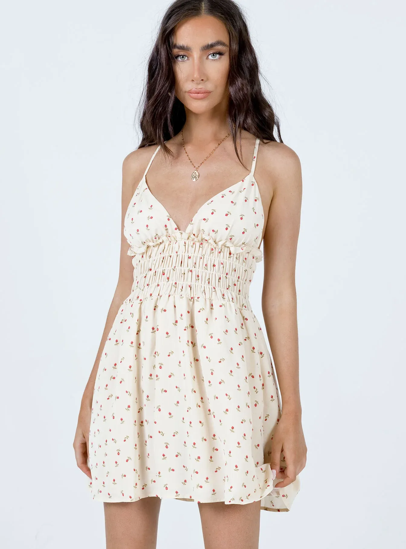 Roza Mini Dress Beige Petite