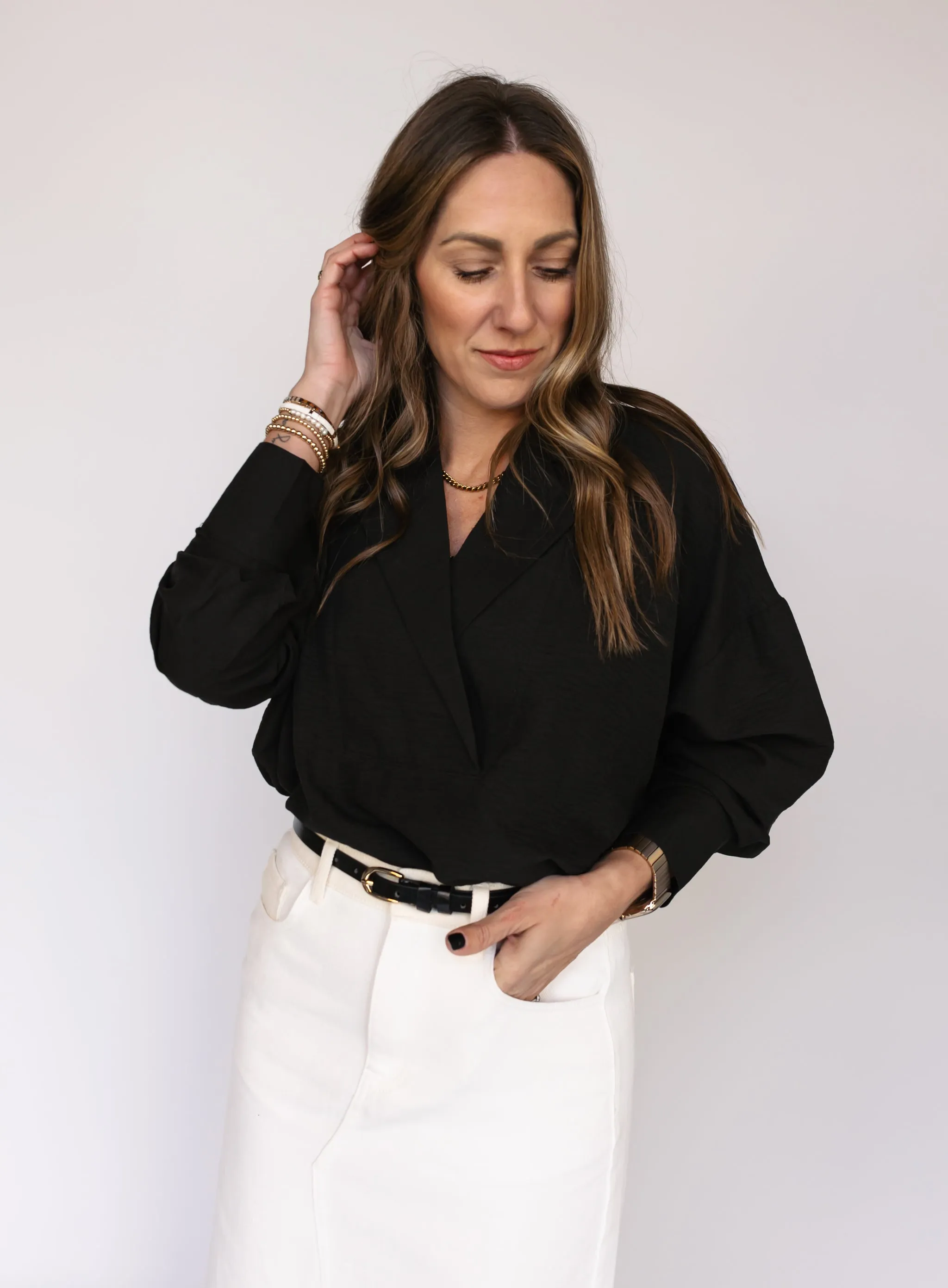 Ryker Oversized Blouse - Black - Final Sale