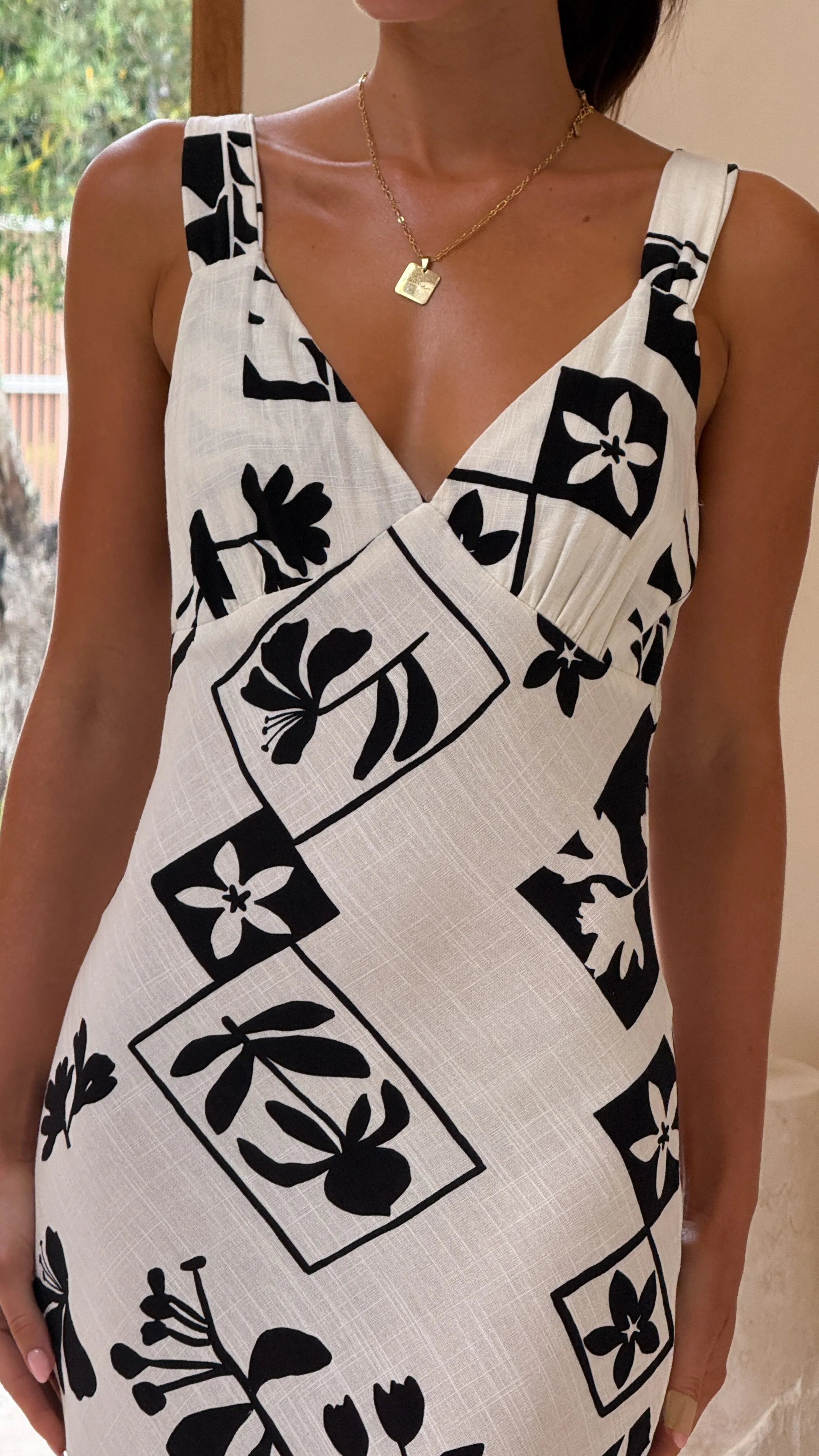 Samaya Maxi Dress - Black/White Print