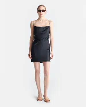 Seren - Slip Satin Mini Dress - Black