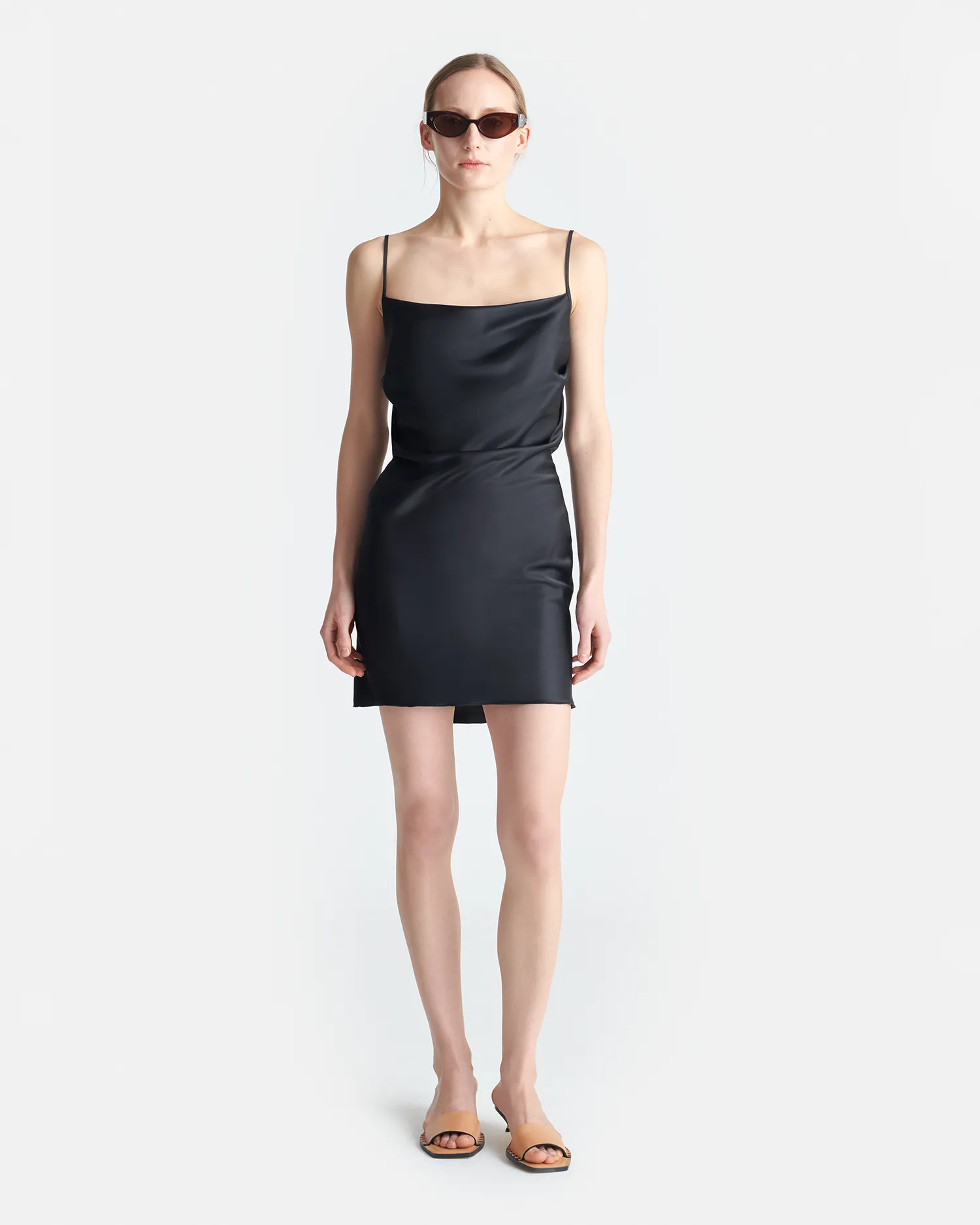 Seren - Slip Satin Mini Dress - Black