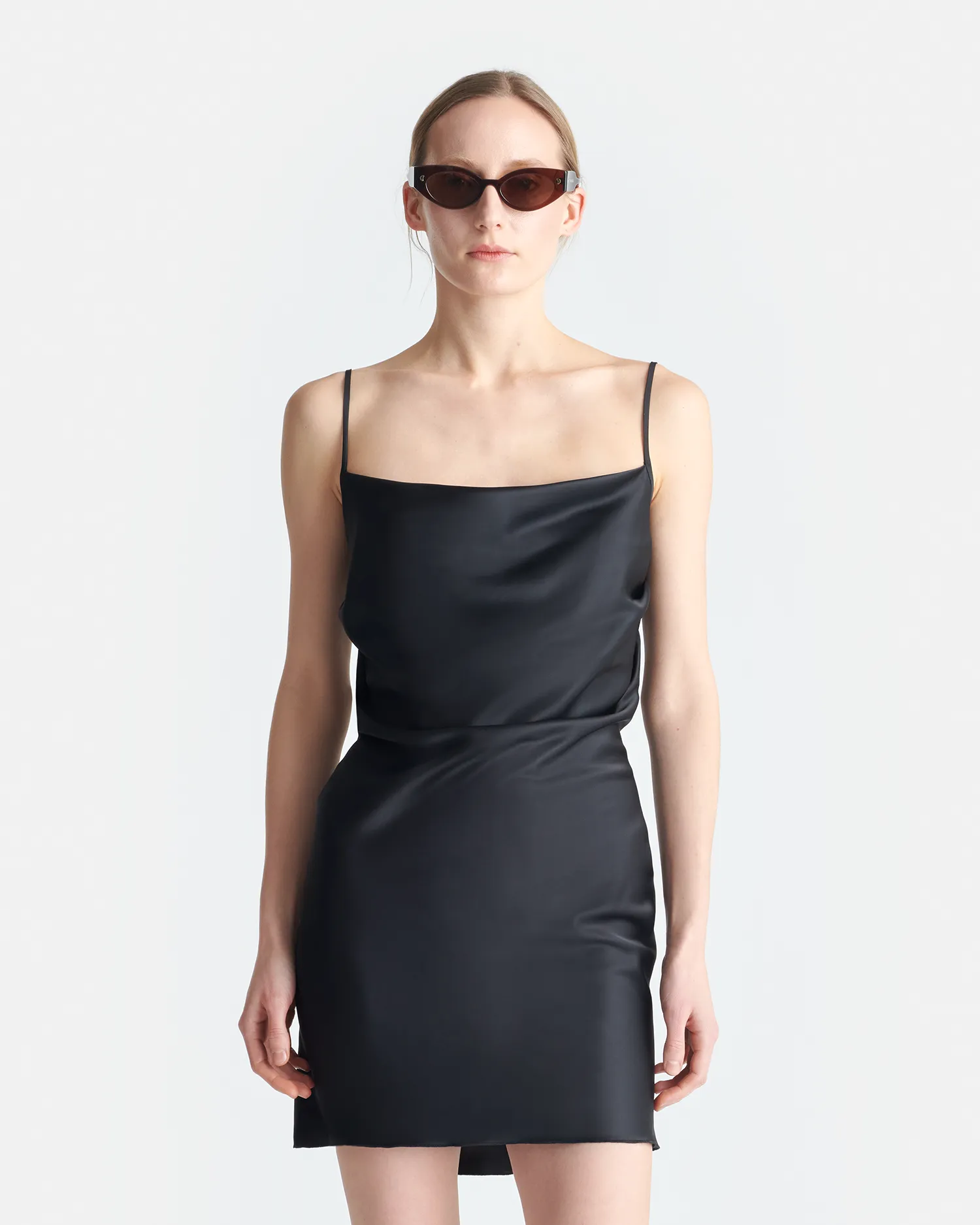 Seren - Slip Satin Mini Dress - Black