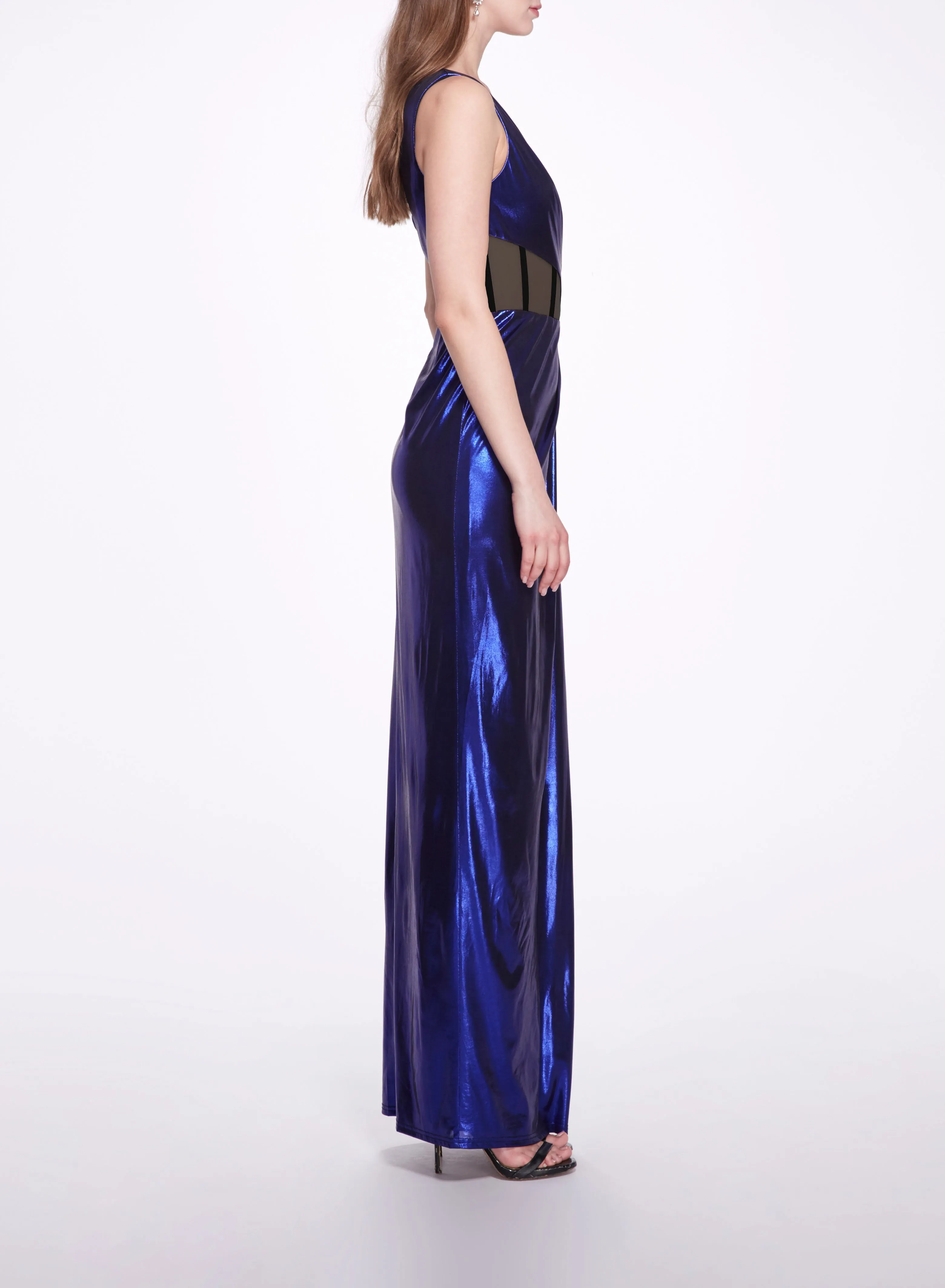 Side Cut-Out Foiled Gown