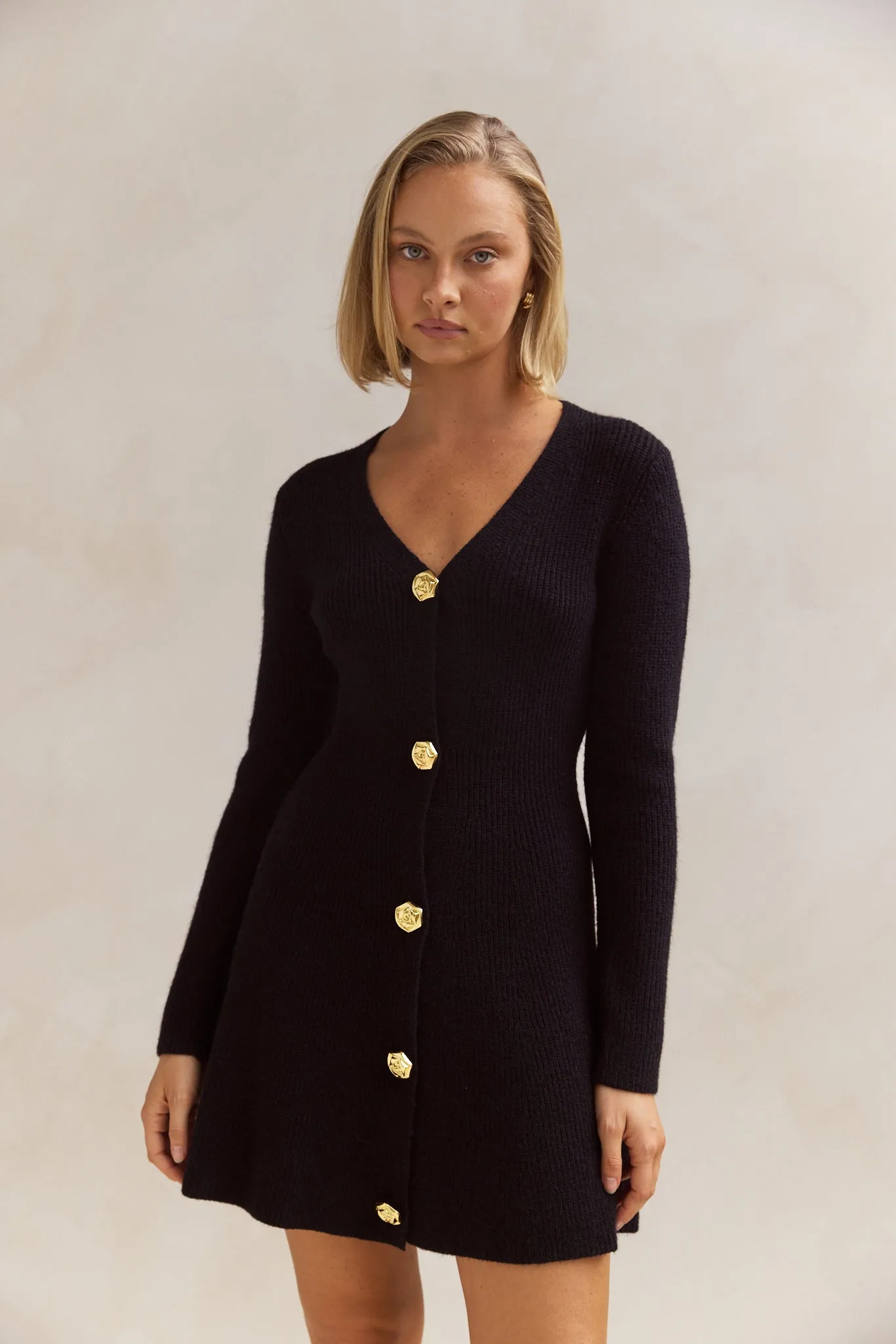 Sienna Knit Mini Dress (Black)