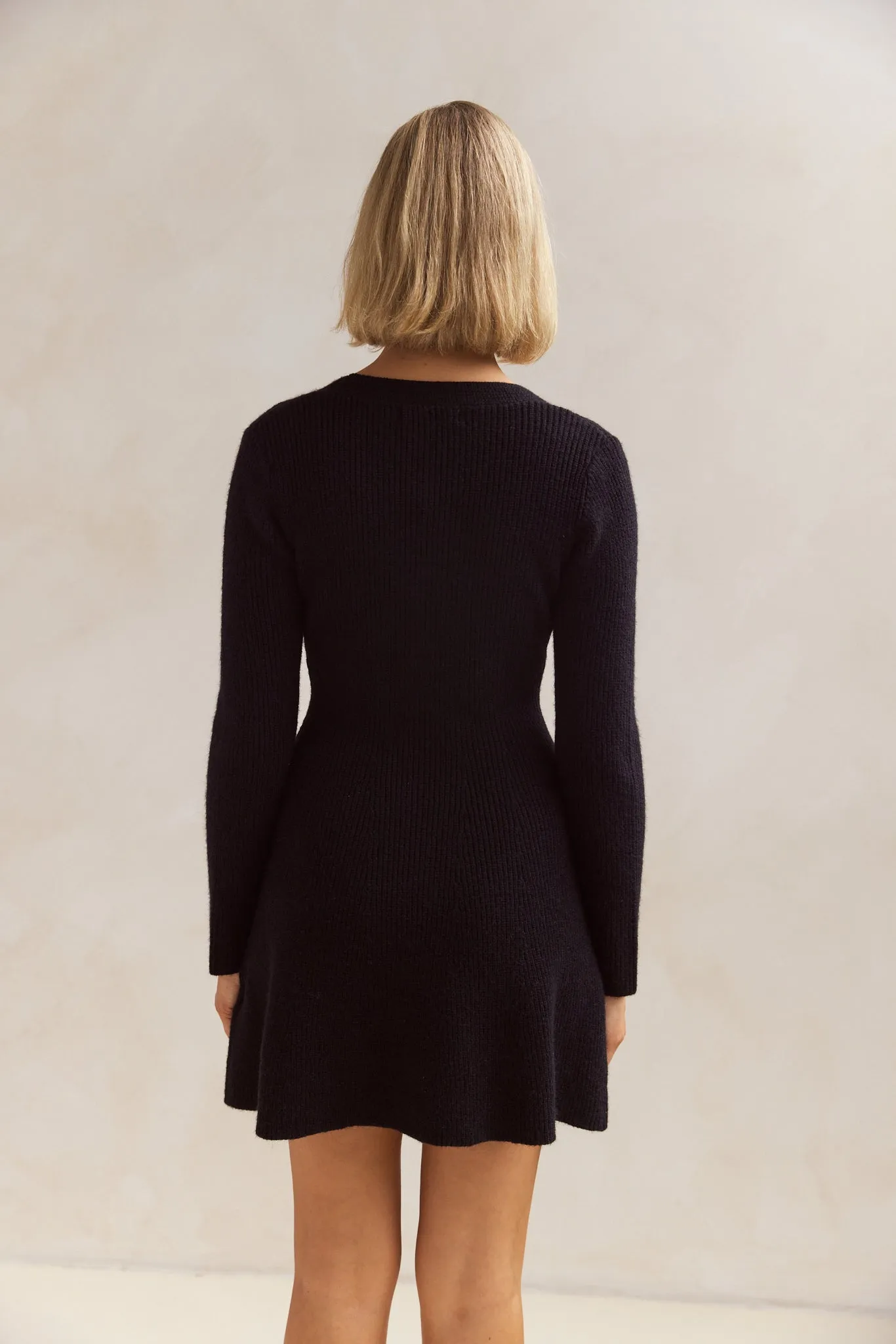 Sienna Knit Mini Dress (Black)