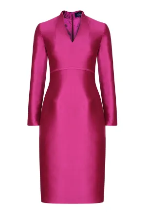 Silk Sateen Dress in Fuchsia - Emma