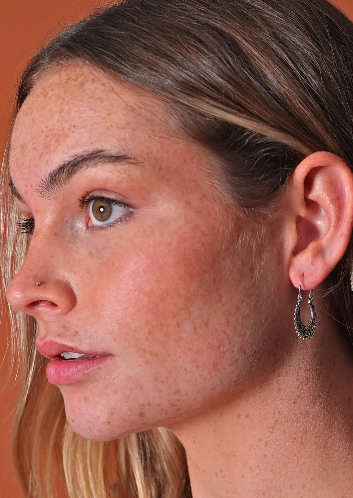 Silver Filigree Hoop Earrings