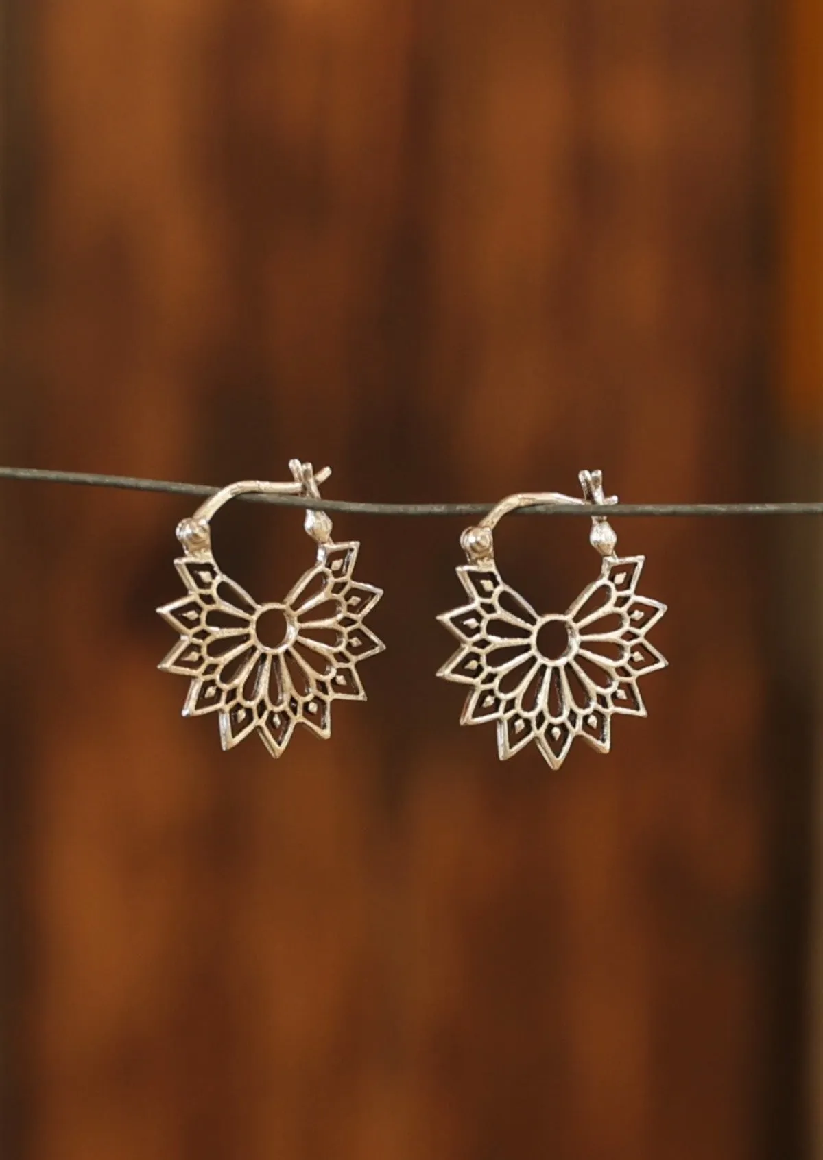 Starburst Silver Hoops