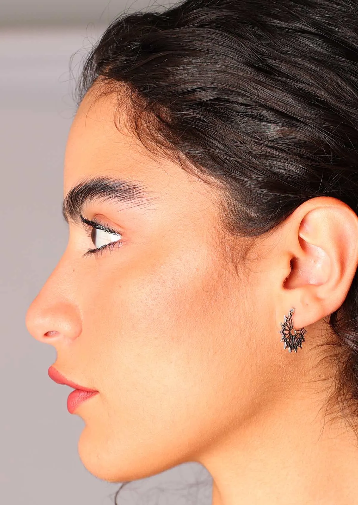 Starburst Silver Hoops