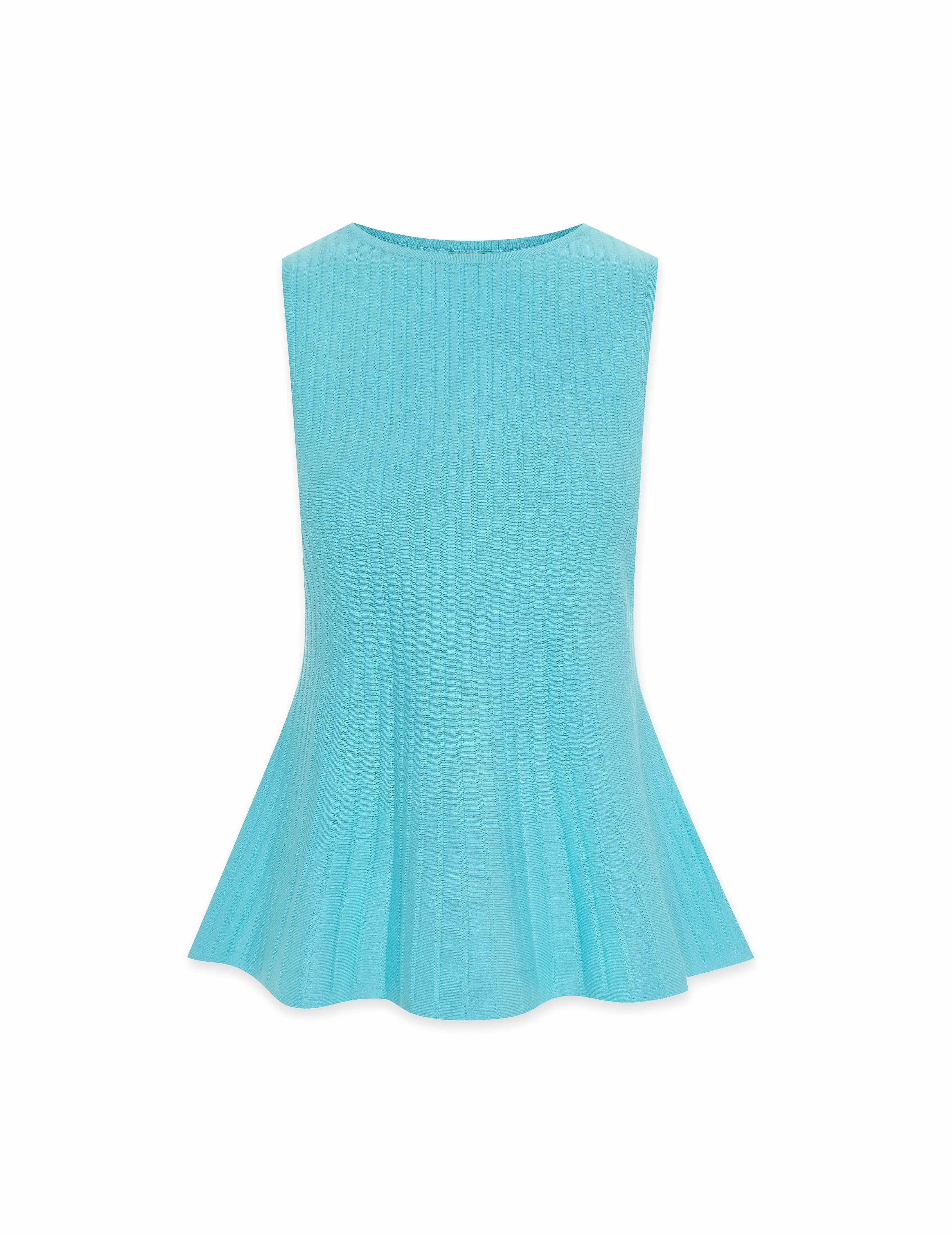 Sunburst Boatneck Knit Peplum Tank- Sale