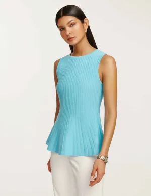 Sunburst Boatneck Knit Peplum Tank- Sale