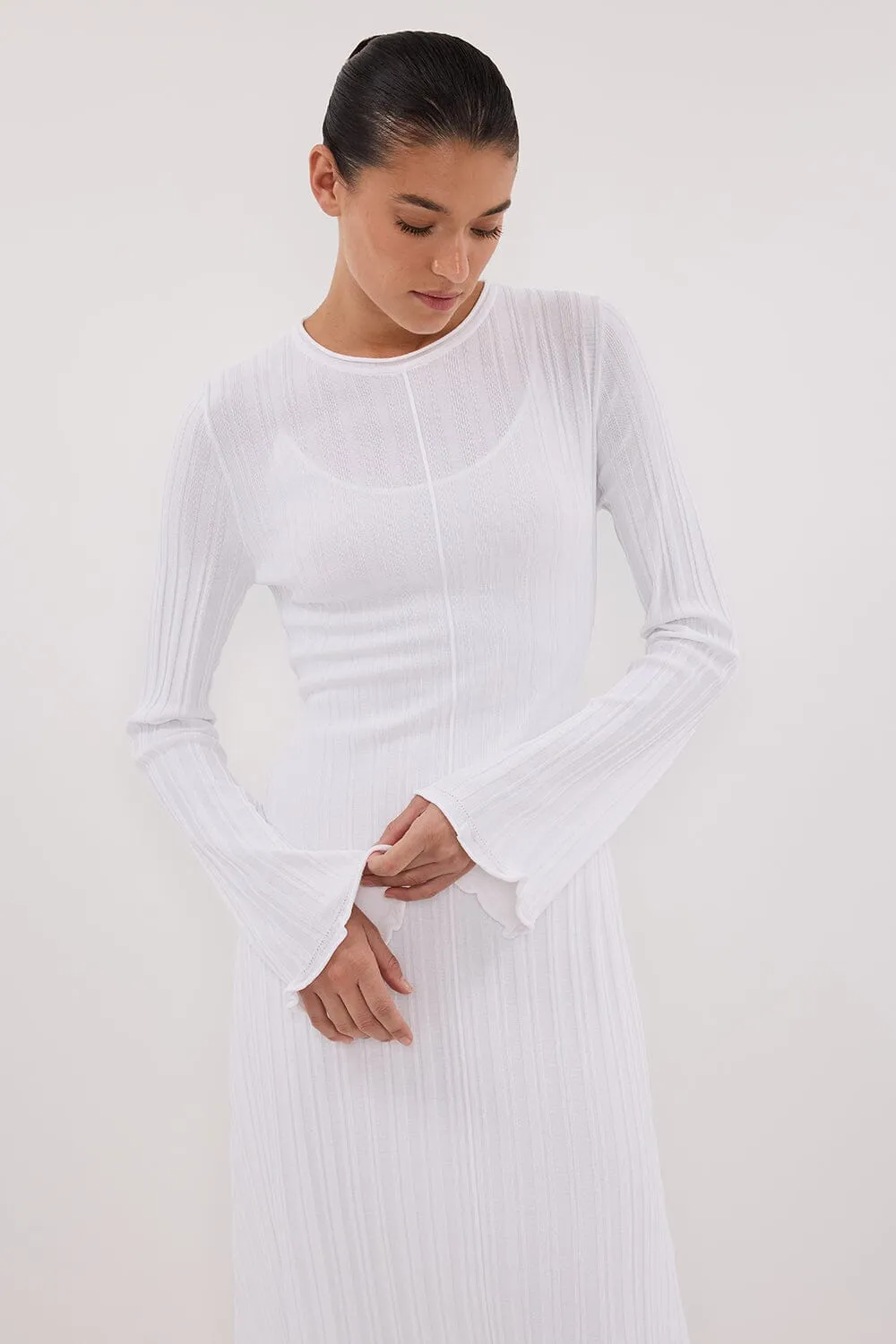 SYLVIA OFF WHITE KNIT MIDI DRESS