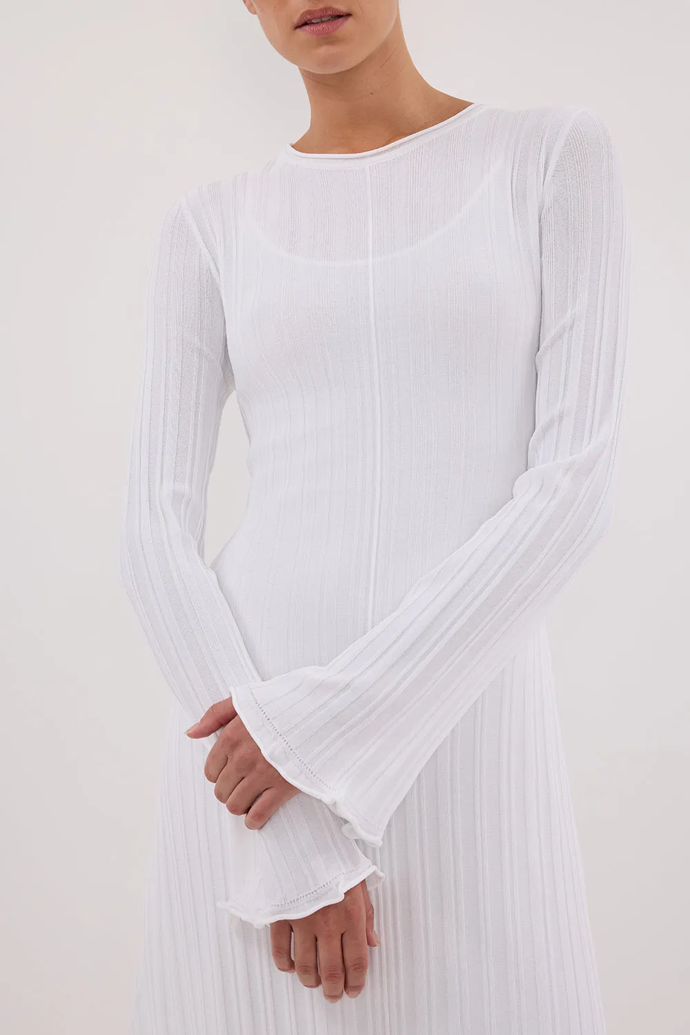 SYLVIA OFF WHITE KNIT MIDI DRESS