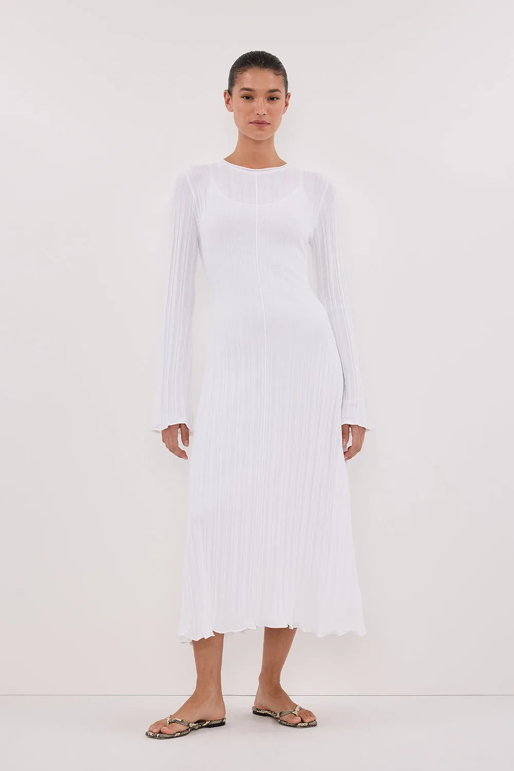 SYLVIA OFF WHITE KNIT MIDI DRESS