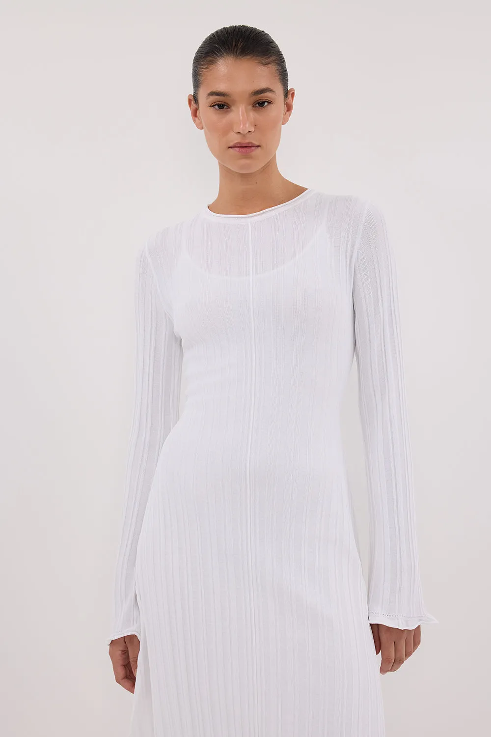 SYLVIA OFF WHITE KNIT MIDI DRESS