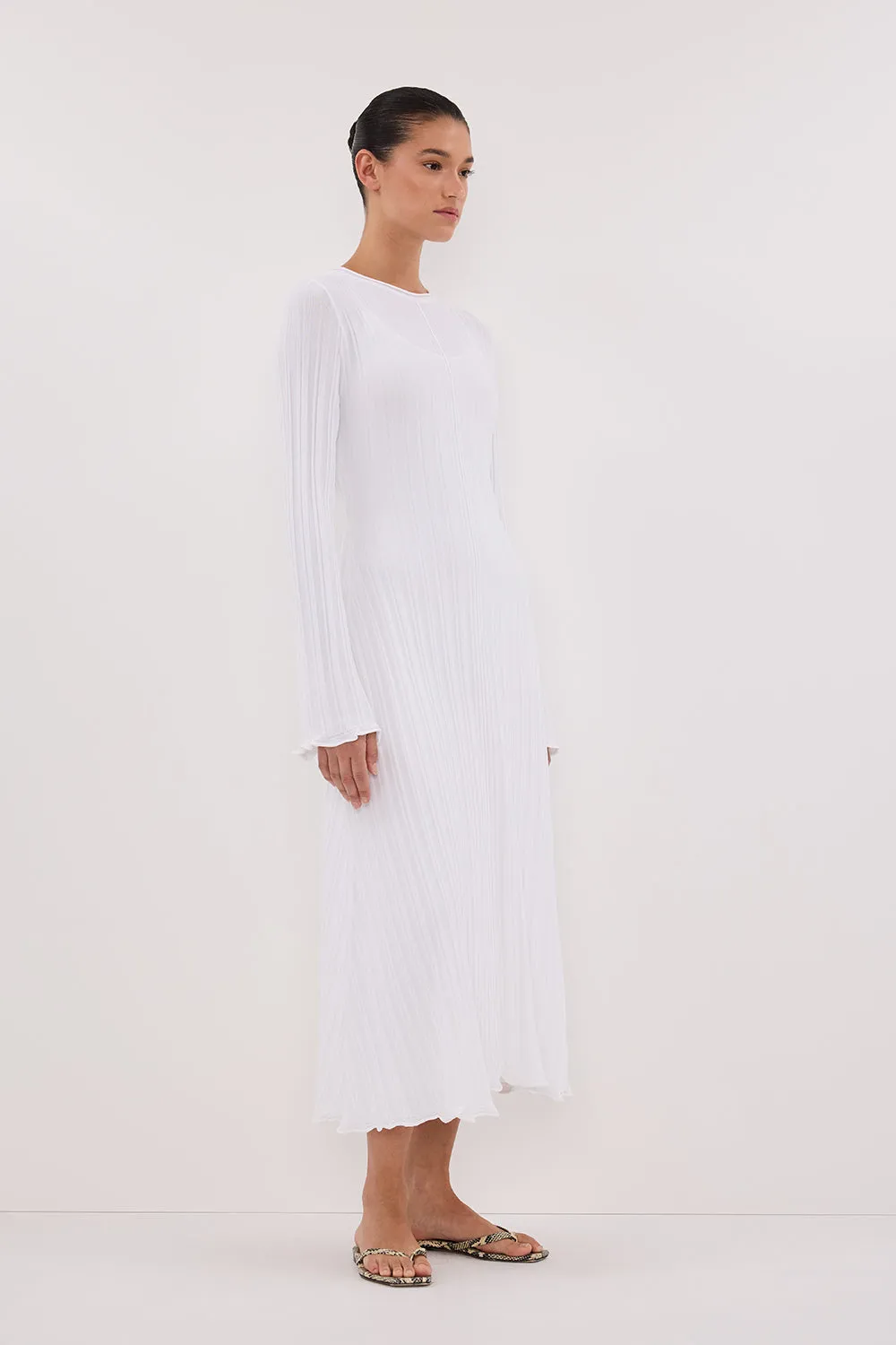 SYLVIA OFF WHITE KNIT MIDI DRESS