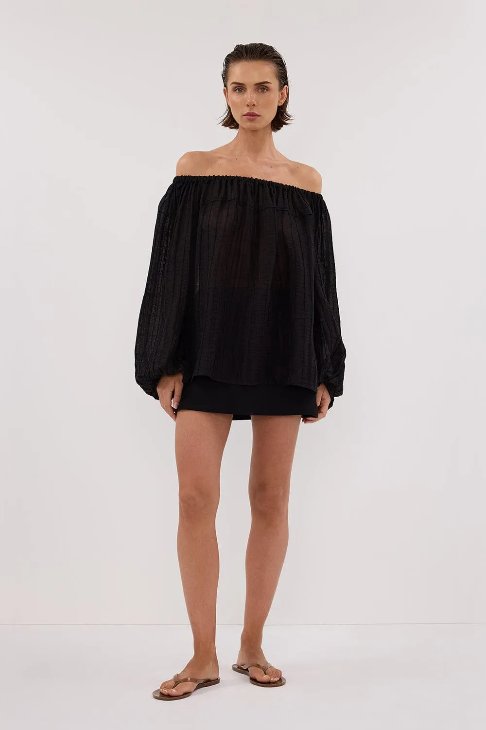 TAHITI BLACK LONG SLEEVE TOP