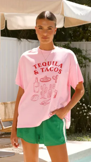 Tequila & Tacos shirt and Shorts Set - Pink/Green