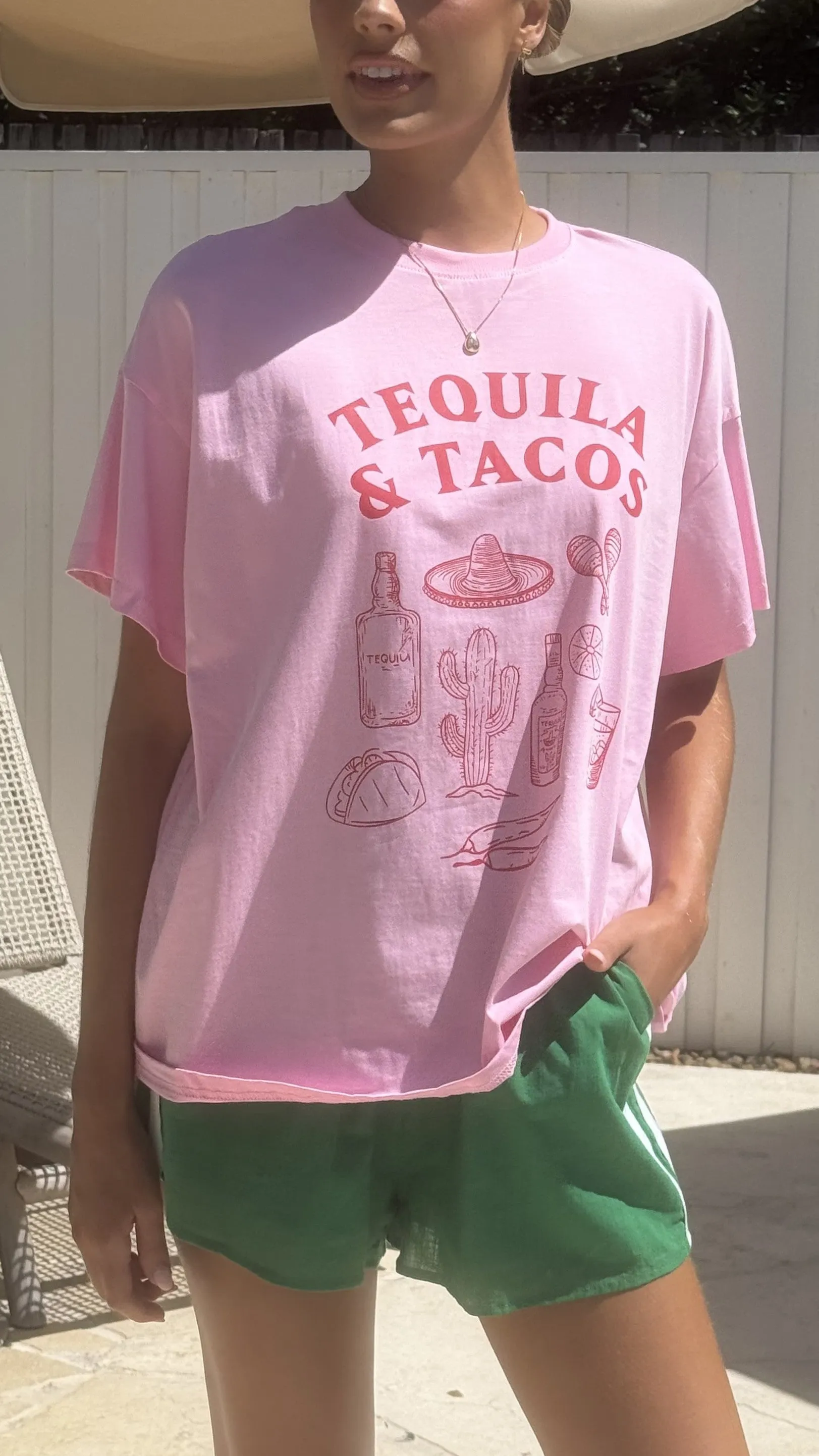 Tequila & Tacos shirt and Shorts Set - Pink/Green