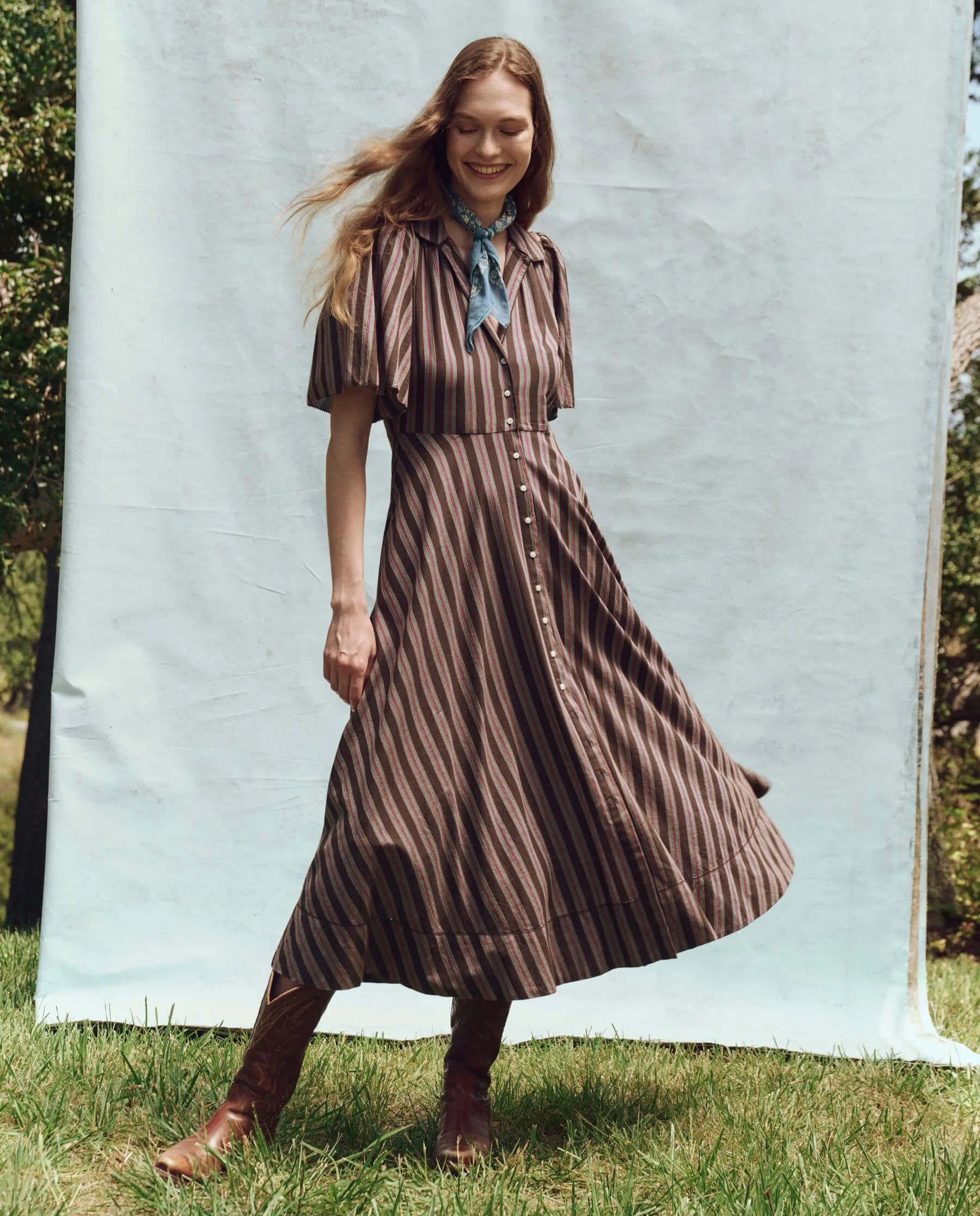 The Bridge Dress. -- Black Frontier Stripe