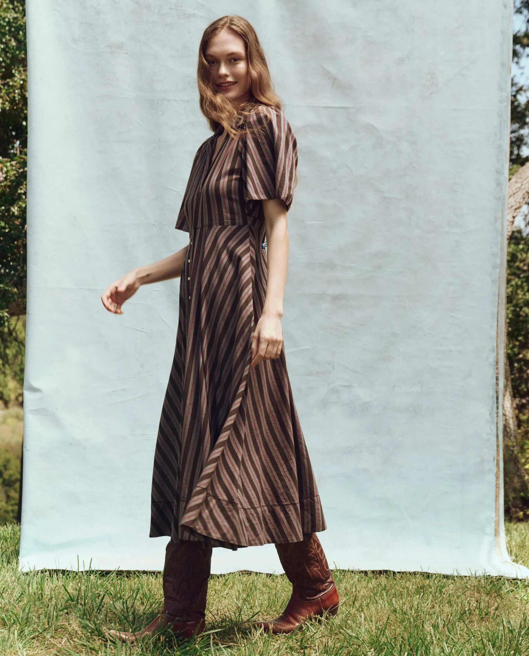 The Bridge Dress. -- Black Frontier Stripe