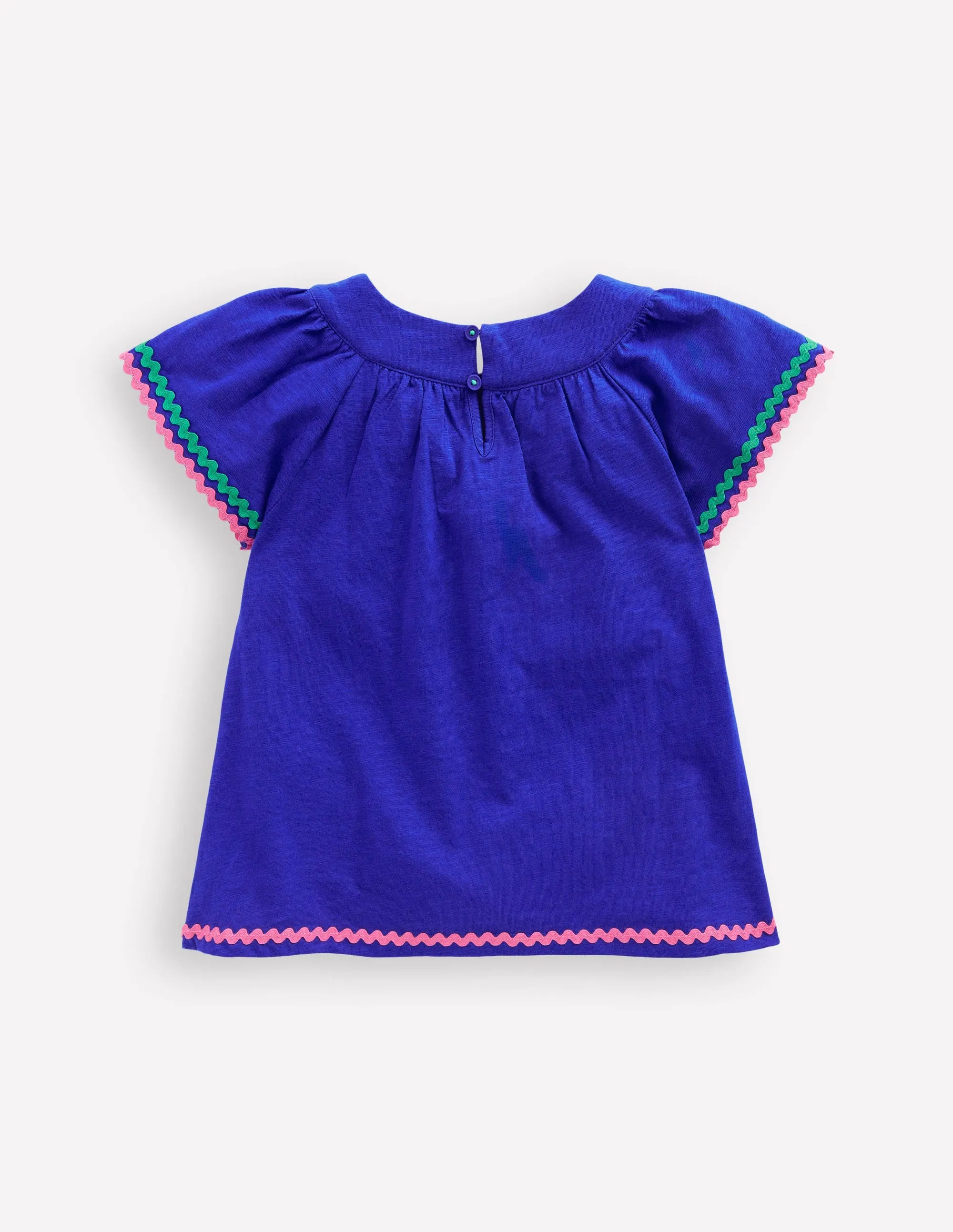 Trim Detail Pretty Top-Bright Blue