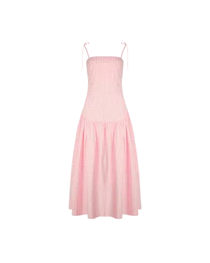 TRULLI MAXI DRESS PINK GINGHAM