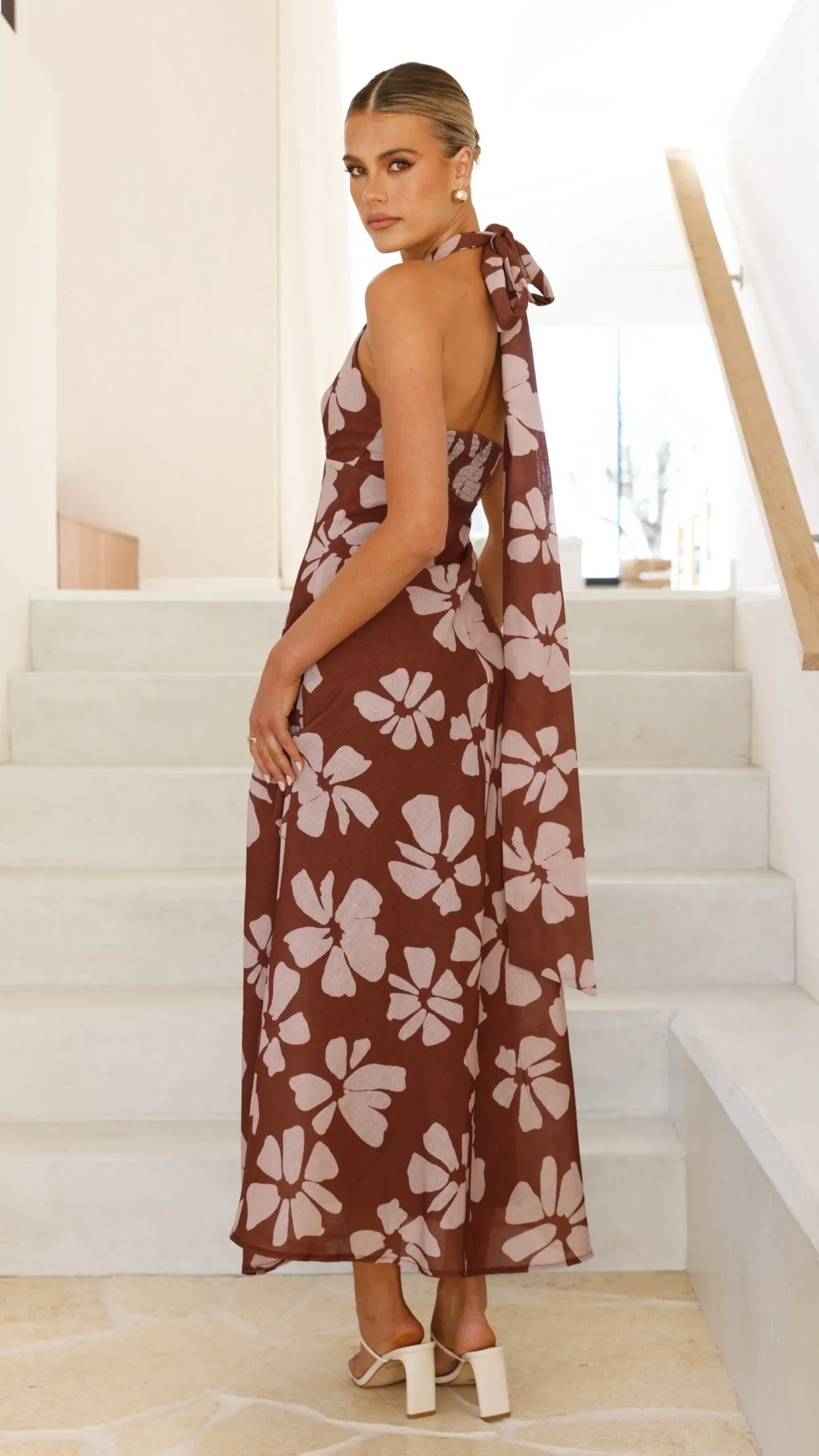 Vallissa Maxi Dress - Brown Floral