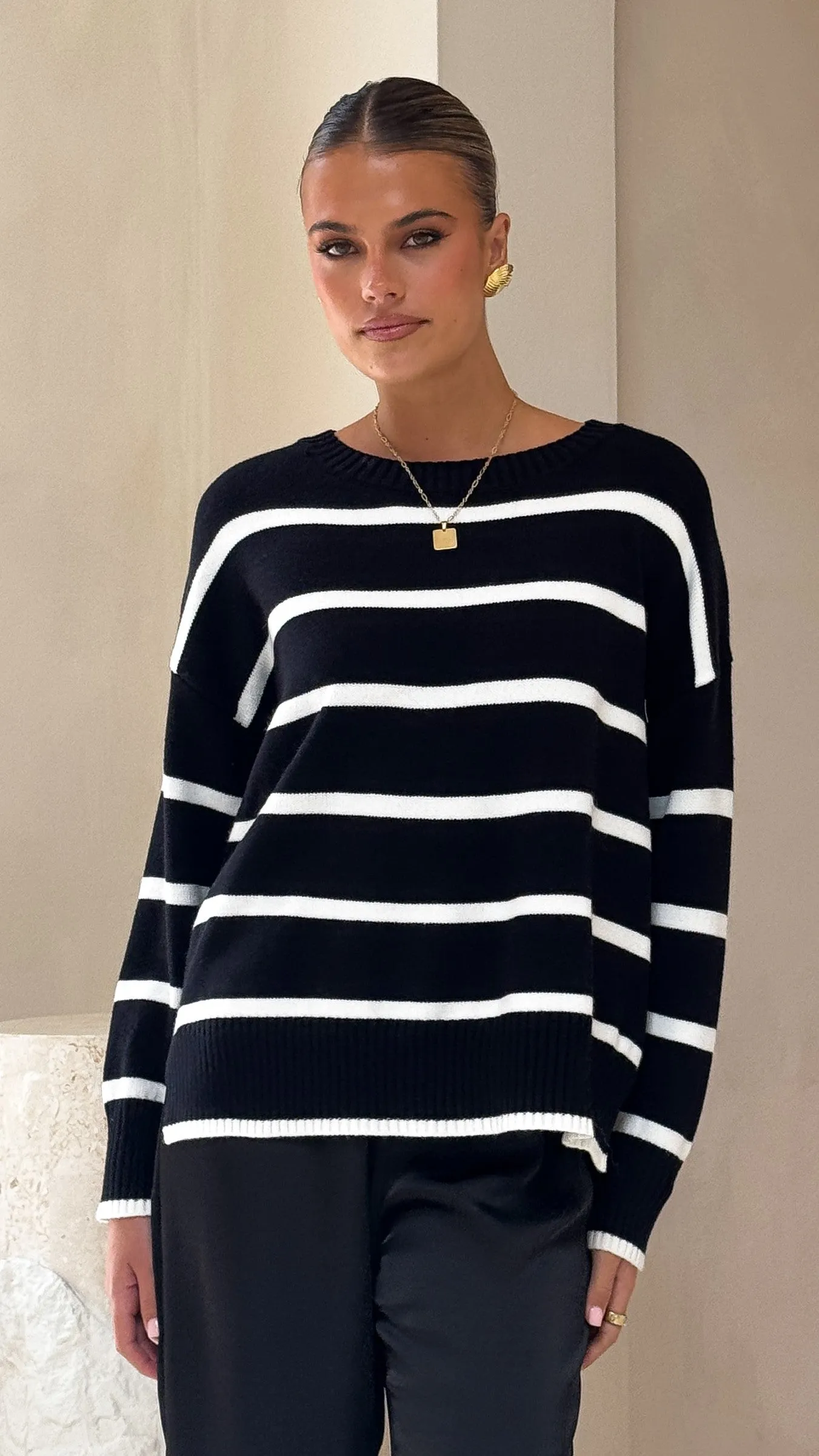 Vara Knit Jumper - Black/White Stripe