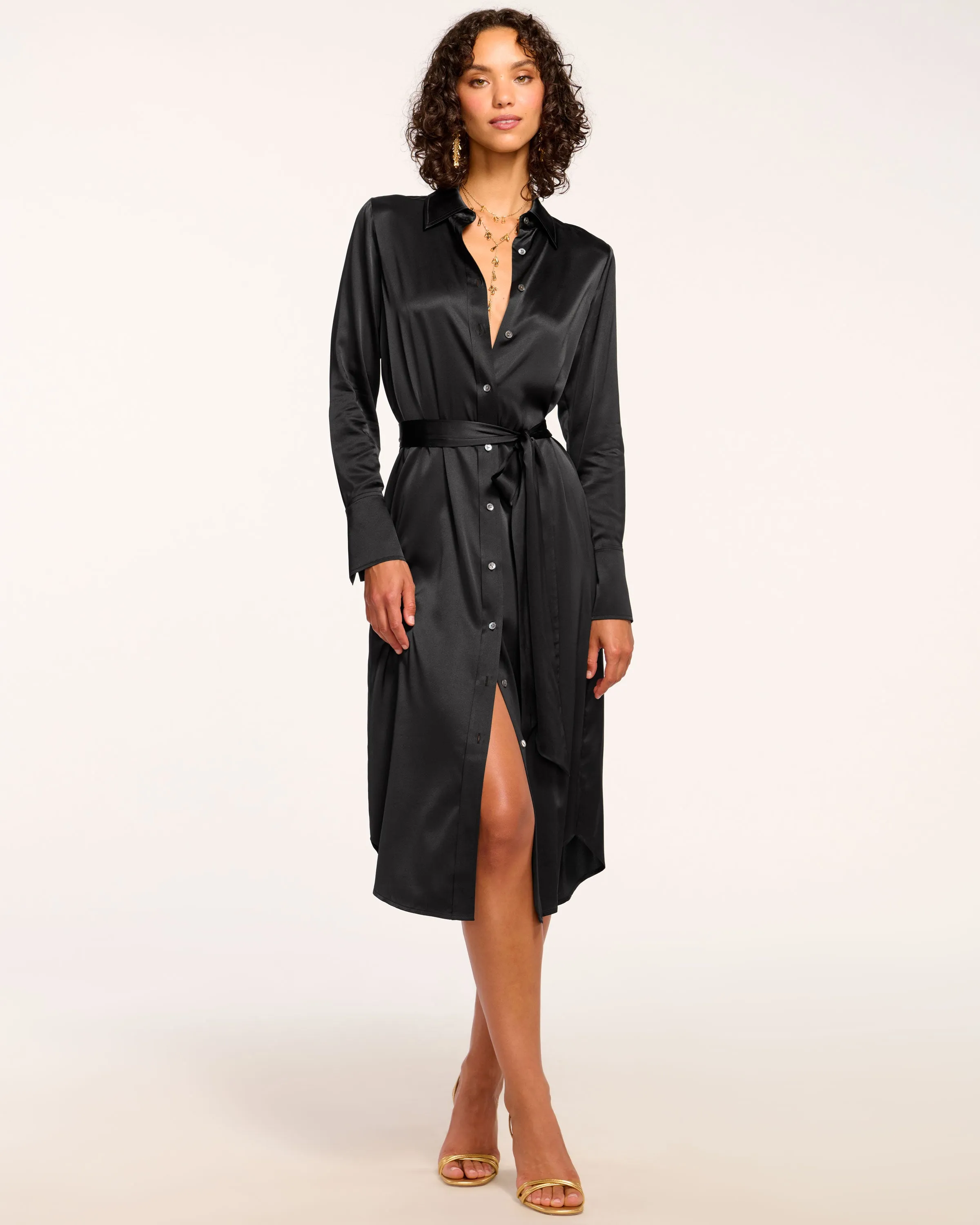 Victoria Silk Button Down Midi Dress