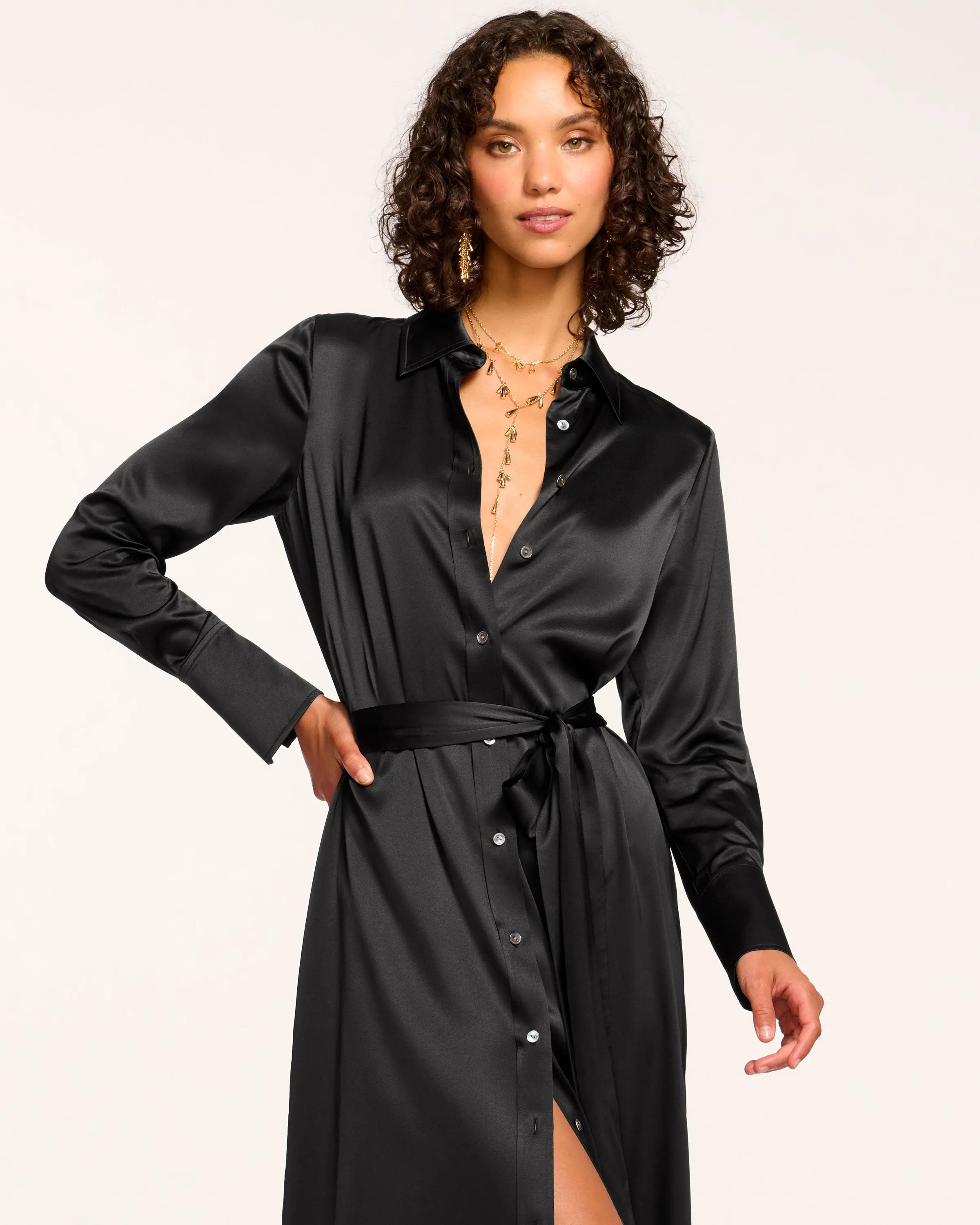 Victoria Silk Button Down Midi Dress